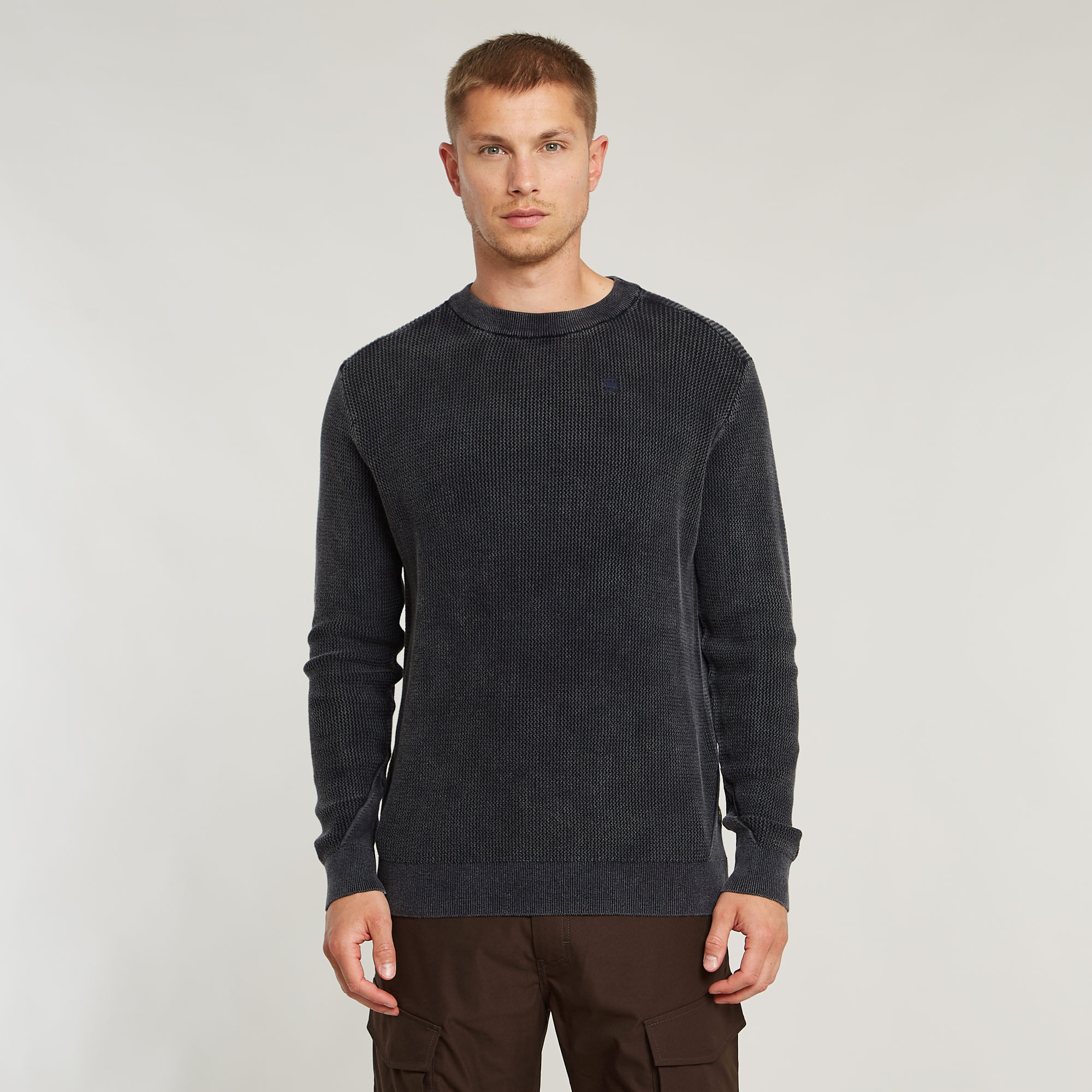 

Serrated Knitted Sweater - Dark blue - Men