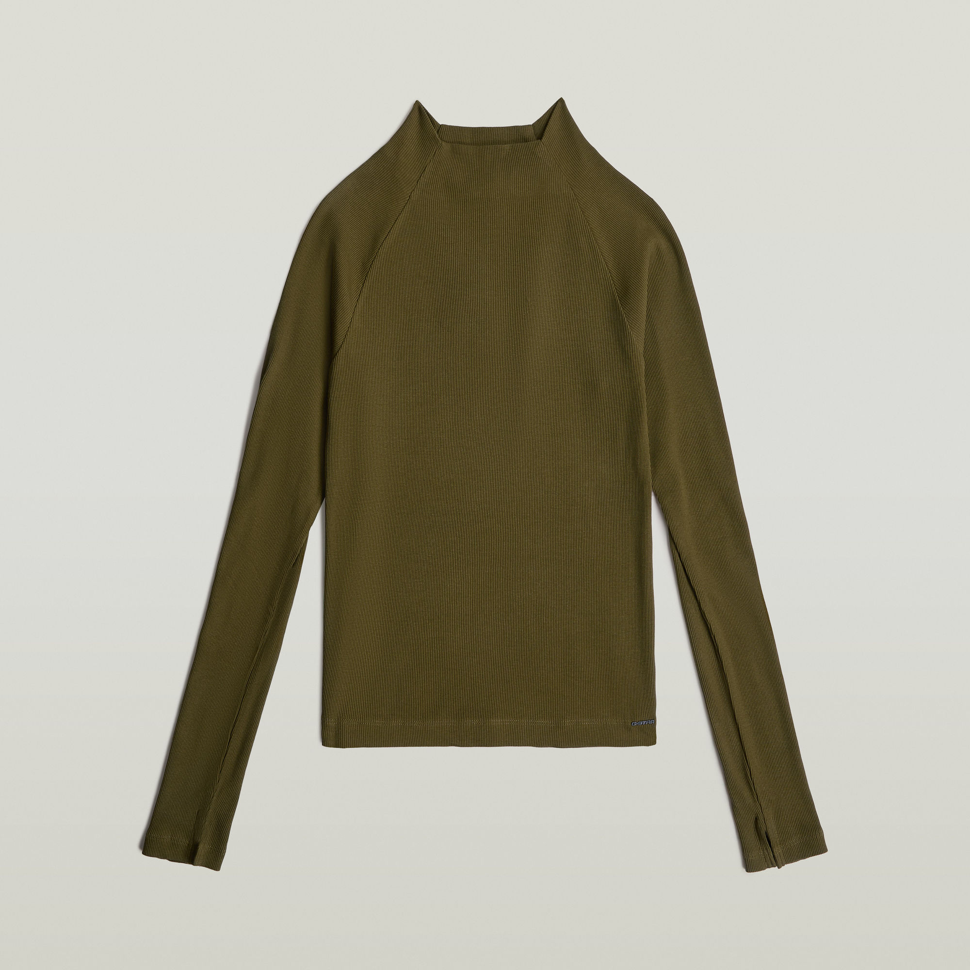 G-Star RAW Slim Rib Korte Col Top Groen Dames