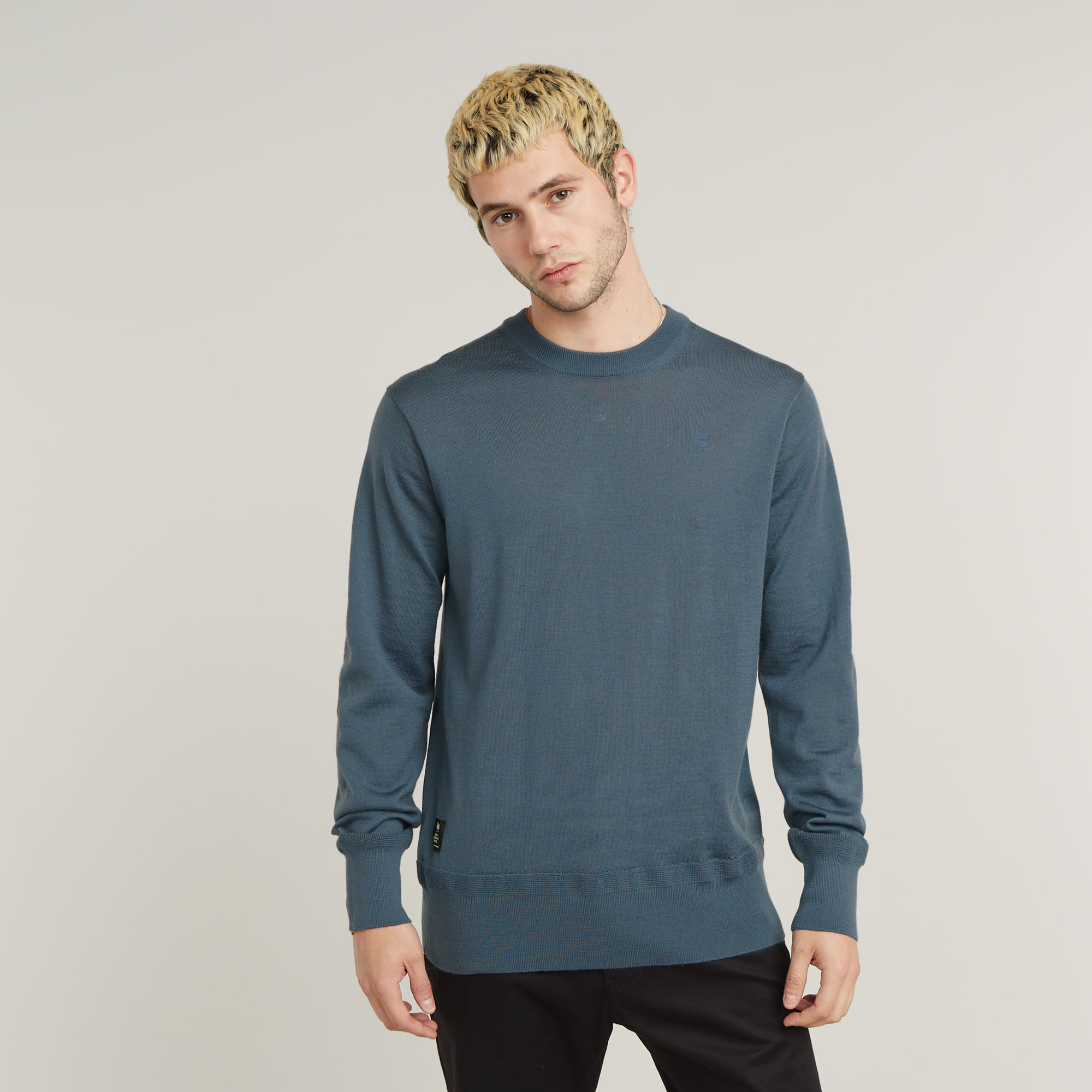 Premium Core Knitted Pullover - Mittelblau - Herren