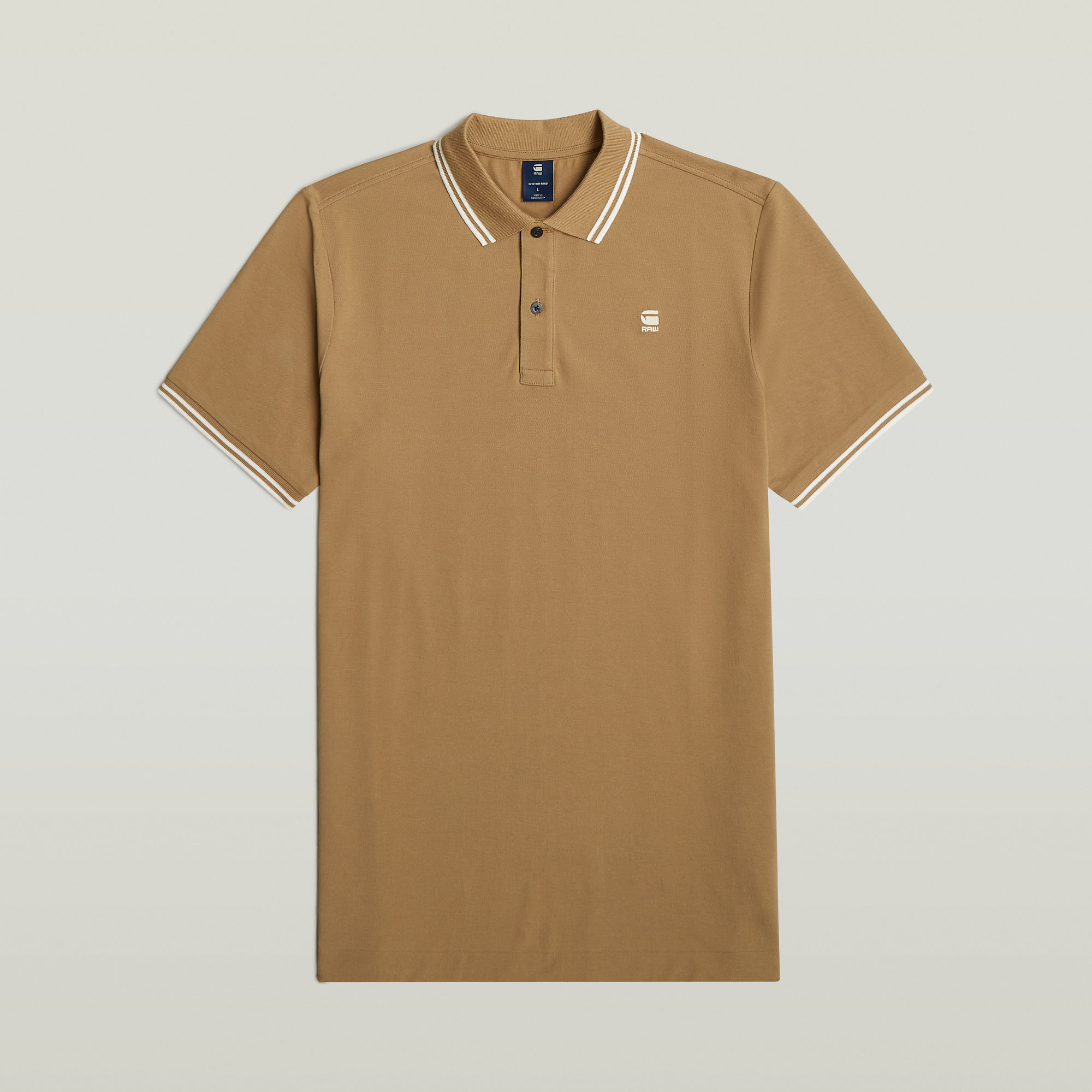 Thumbnail - Dunda Slim Stripe Poloshirt - Beige - Herren