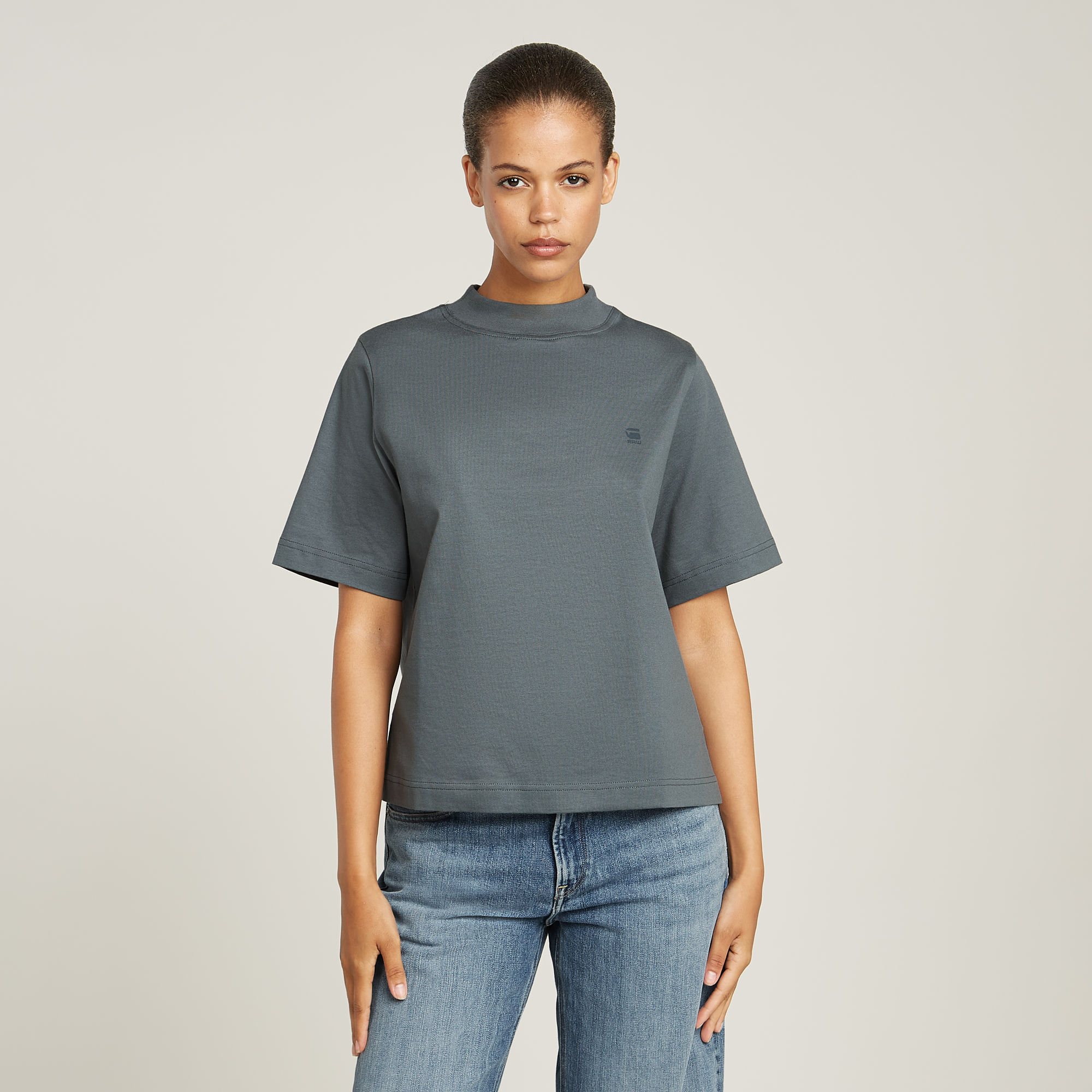 

Logo Mock Top - Grey - Women