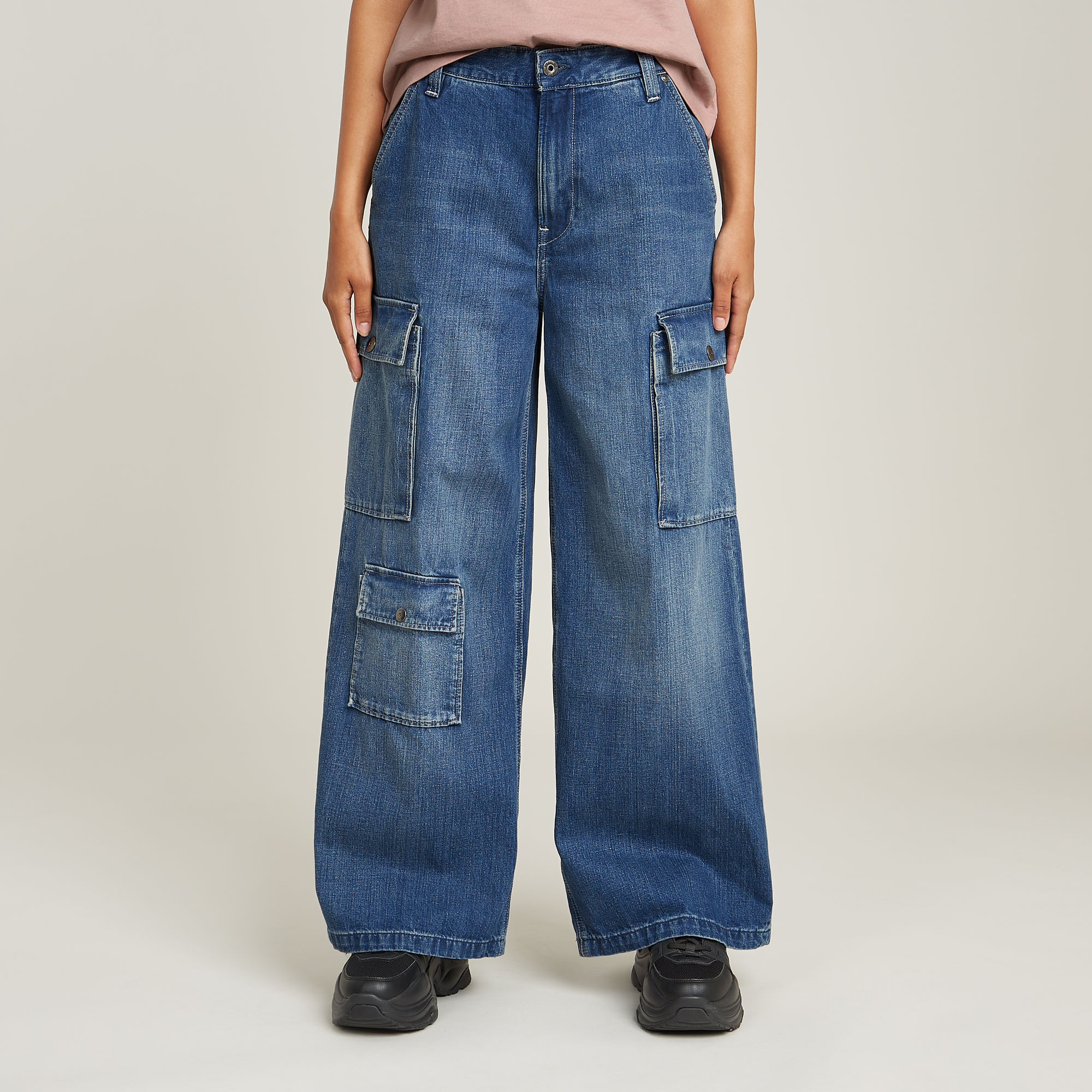 G-Star RAW Mega Cargo Broek Denim Donkerblauw Dames