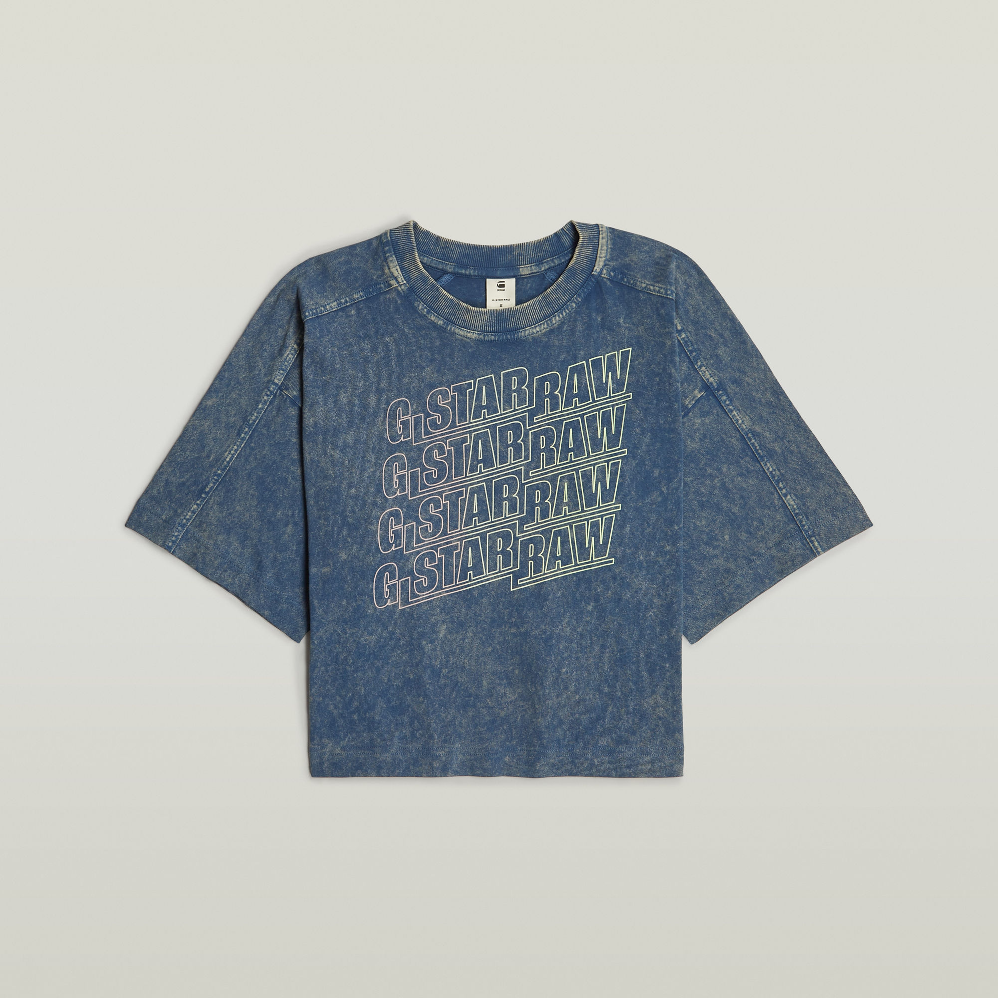 G-Star RAW Washed Multi Logo Oversized T-shirt Midden blauw Dames