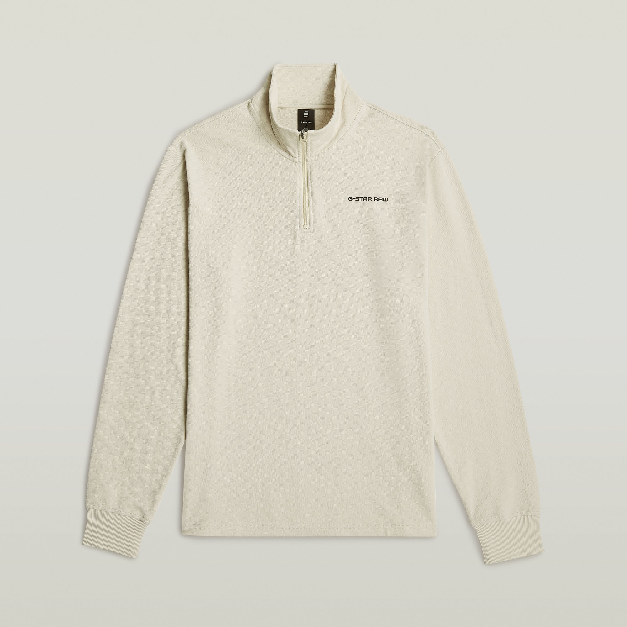 G-Star RAW Checquard Tweeter Half Zip Wit Heren