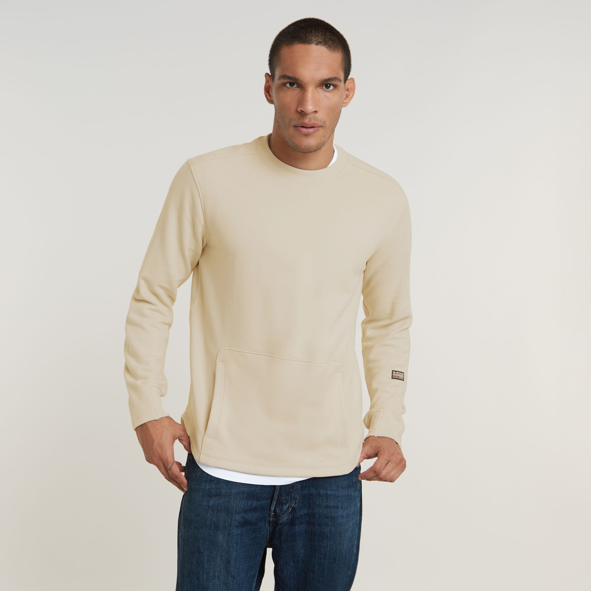 Stepped Hem Relaxed Sweatshirt - Weiß - Herren