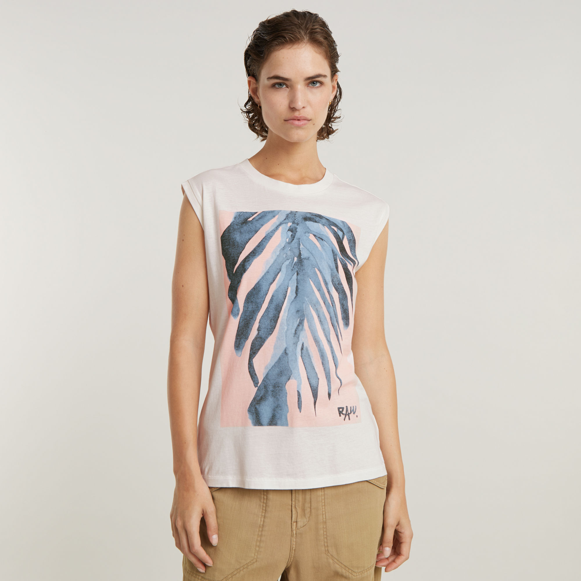 G-Star RAW AI Print Elasticated Waist Top - Wit - Dames