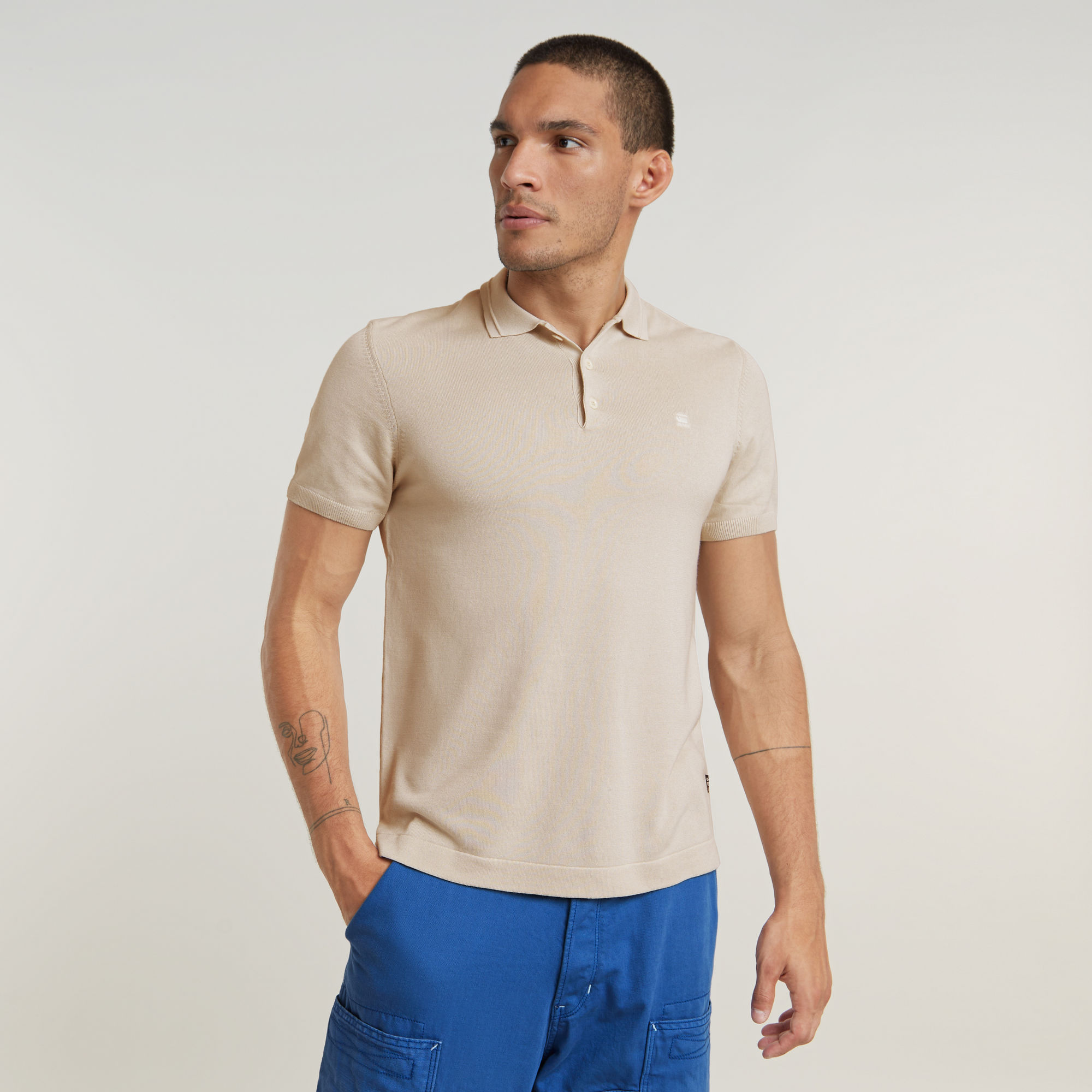 G-Star Raw Poloshirt van pure viscose met logostitching