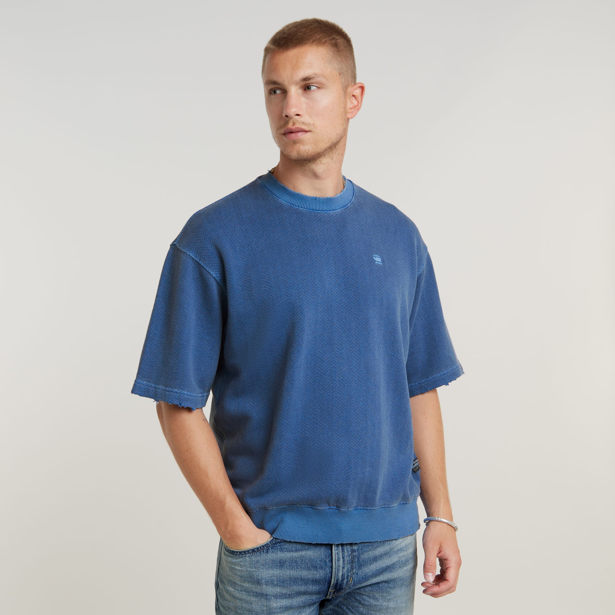 Overdyed Loose Sweatshirt - Mittelblau - Herren