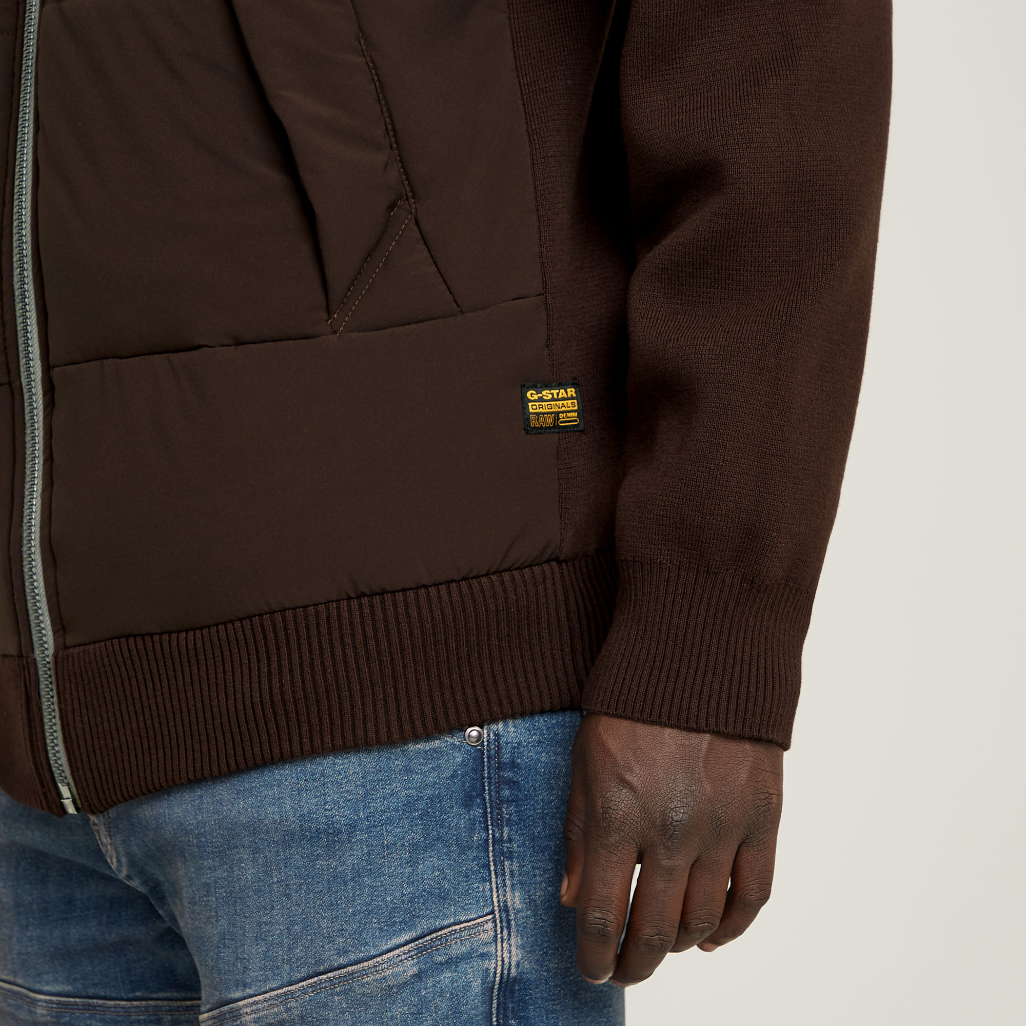 G-Star RAW Alfresco Hoodie Met Rits Bruin Heren