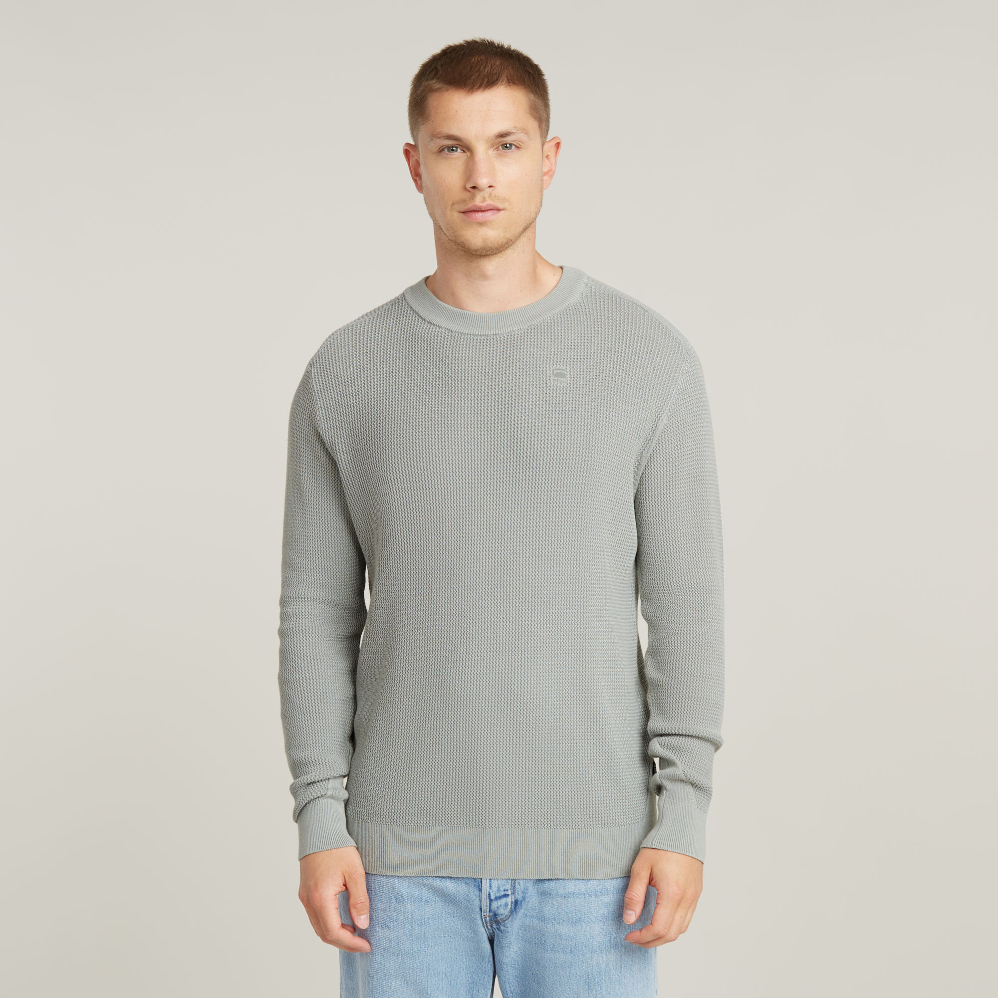 

Serrated Knitted Sweater - Grey - Men