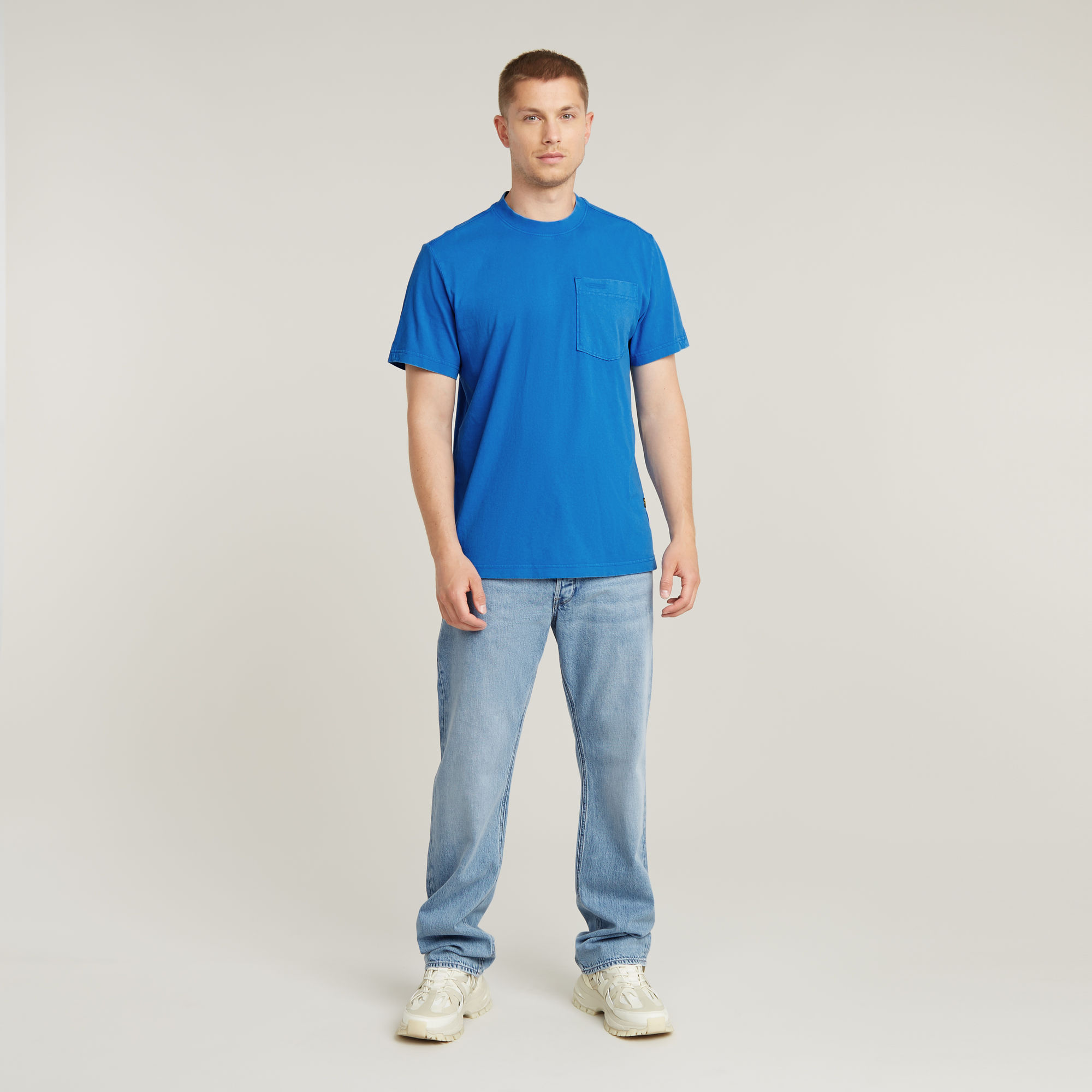 G-Star RAW Washed Pocket T-Shirt Midden blauw Heren
