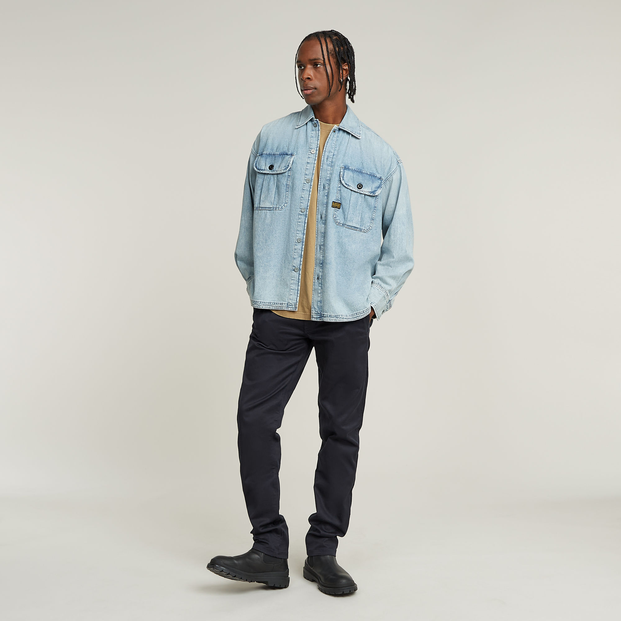 G-Star RAW Pleated 2-Pocket Boxy Shirt Lichtblauw Heren