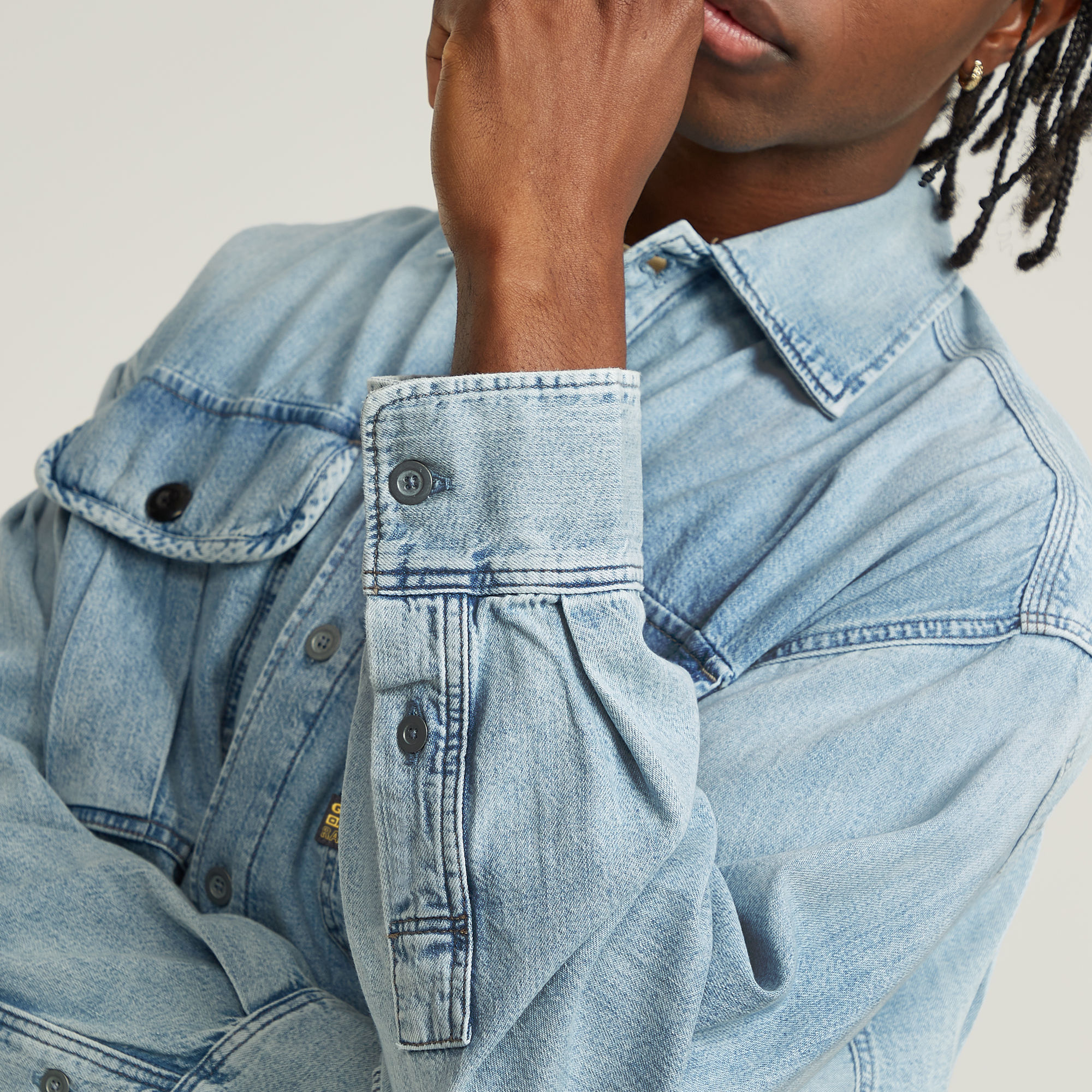 G-Star RAW Pleated 2-Pocket Boxy Shirt Lichtblauw Heren
