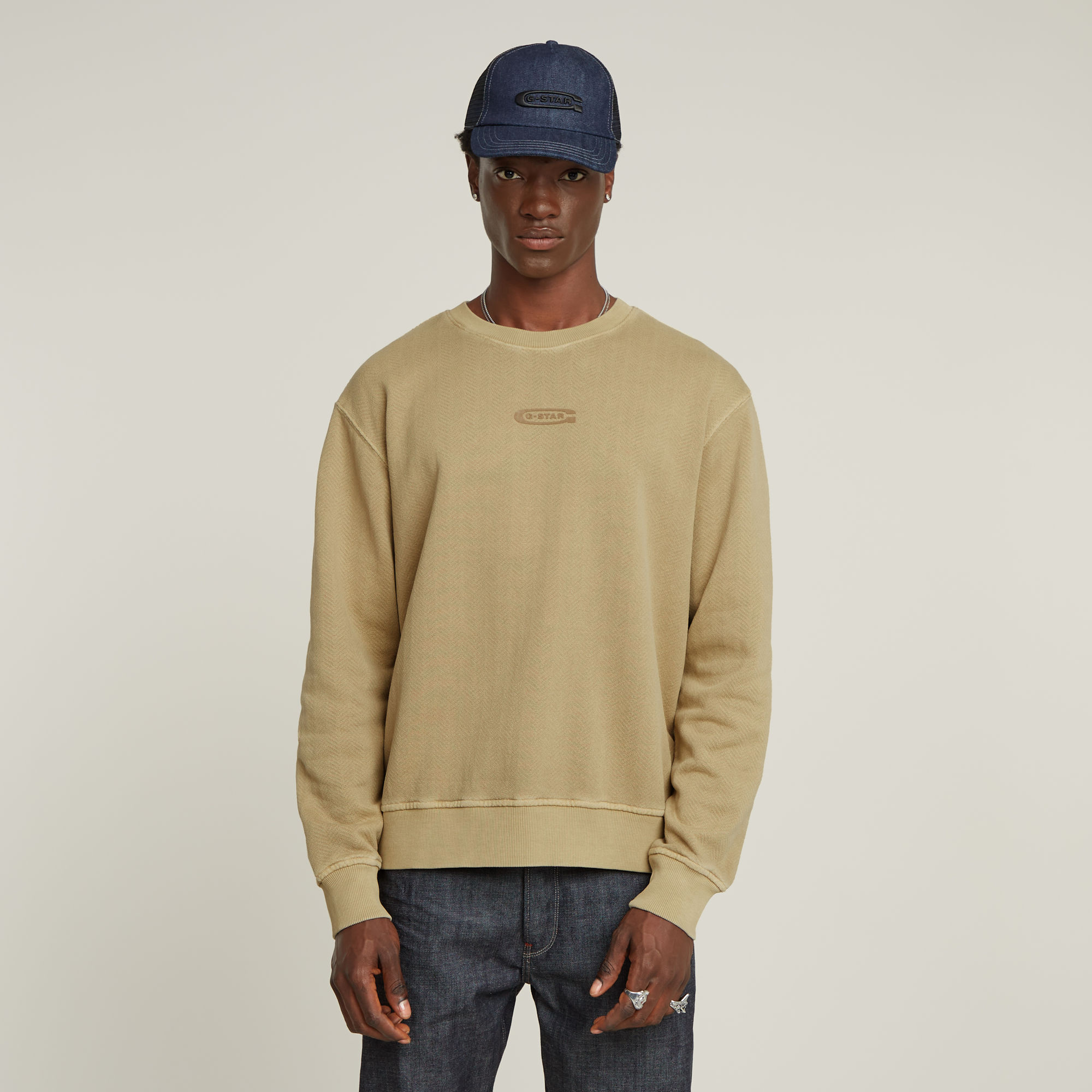 Washed Relaxed Sweater - Beige - Herren