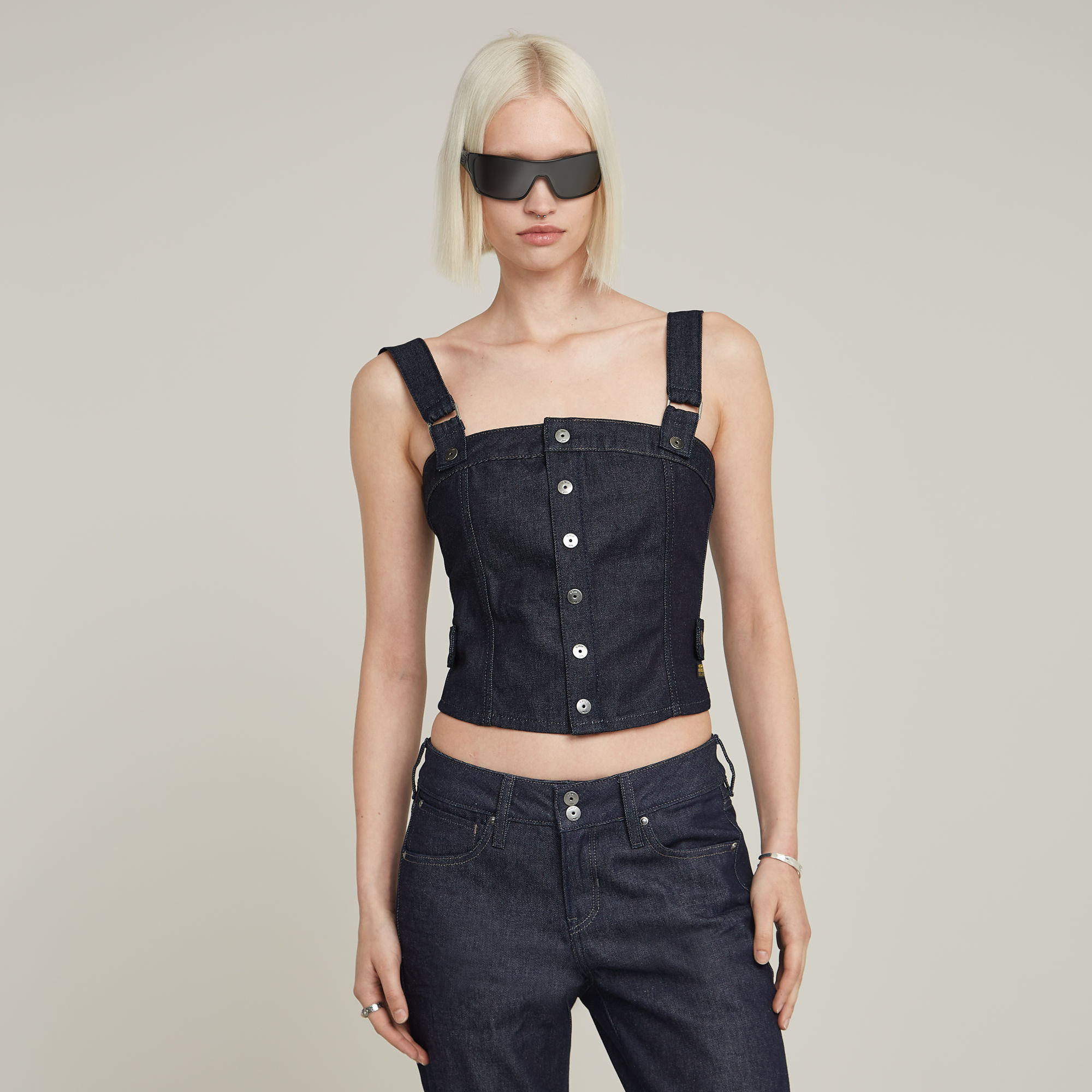 

Bustier Top Detachable Straps - Dark blue - Women