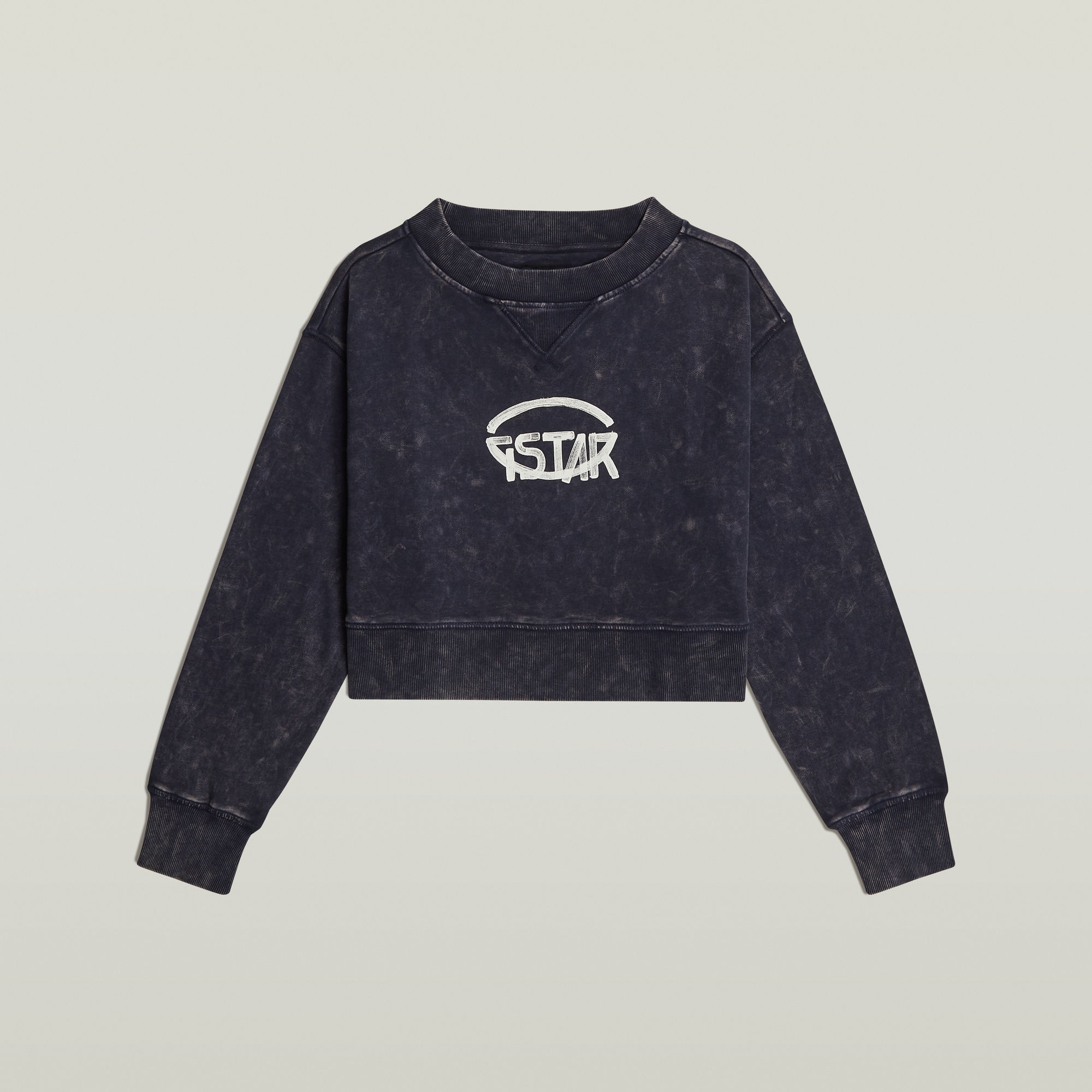 G-Star RAW Overdyed Cropped Logo Loose Sweater Donkerblauw Dames