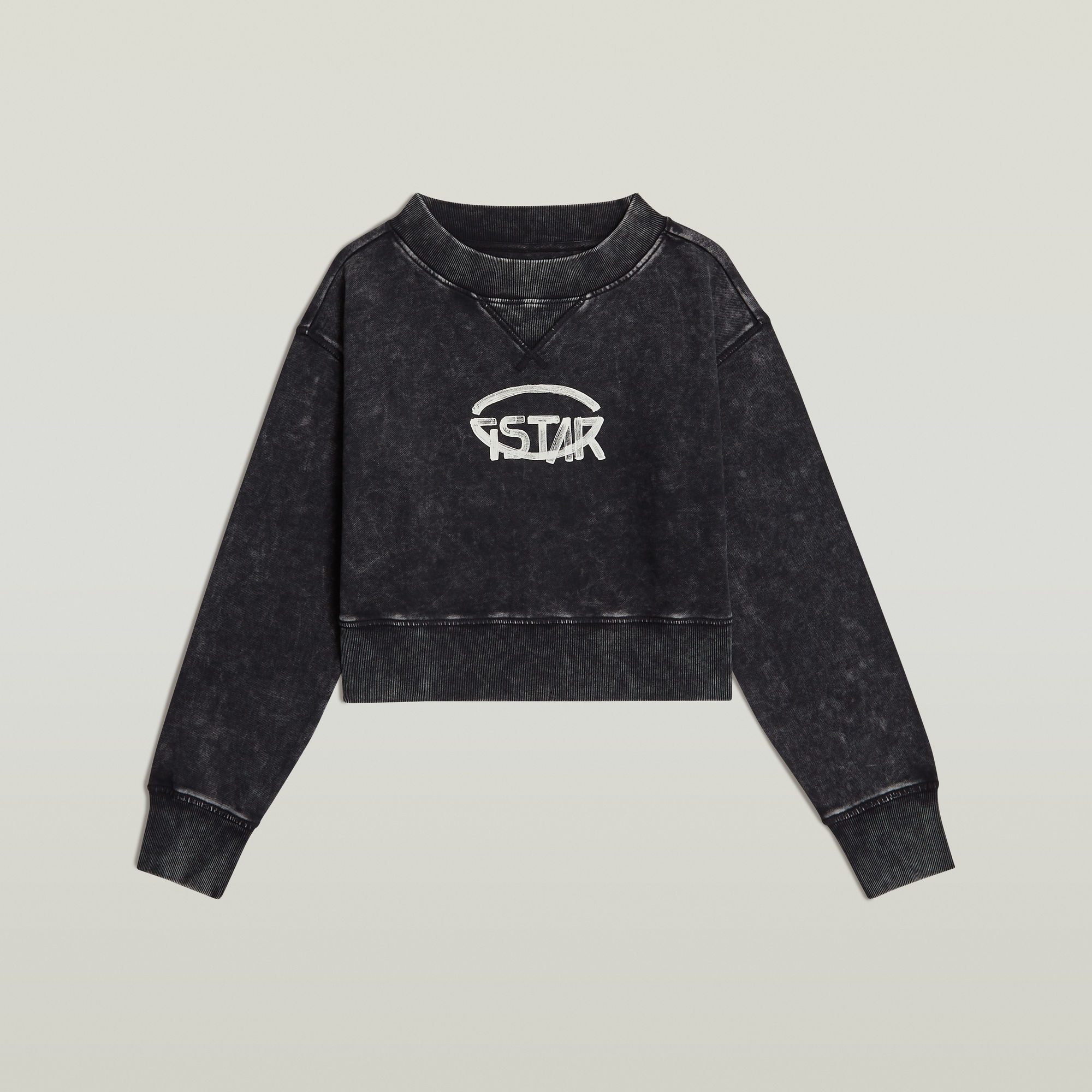 G-Star RAW Overdyed Cropped Logo Loose Sweater Zwart Dames