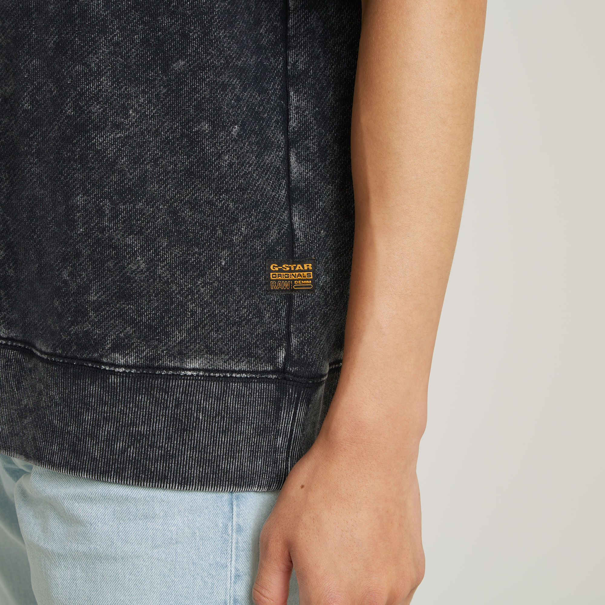 G-Star RAW Acid Wash Loose Sweater Zwart Heren