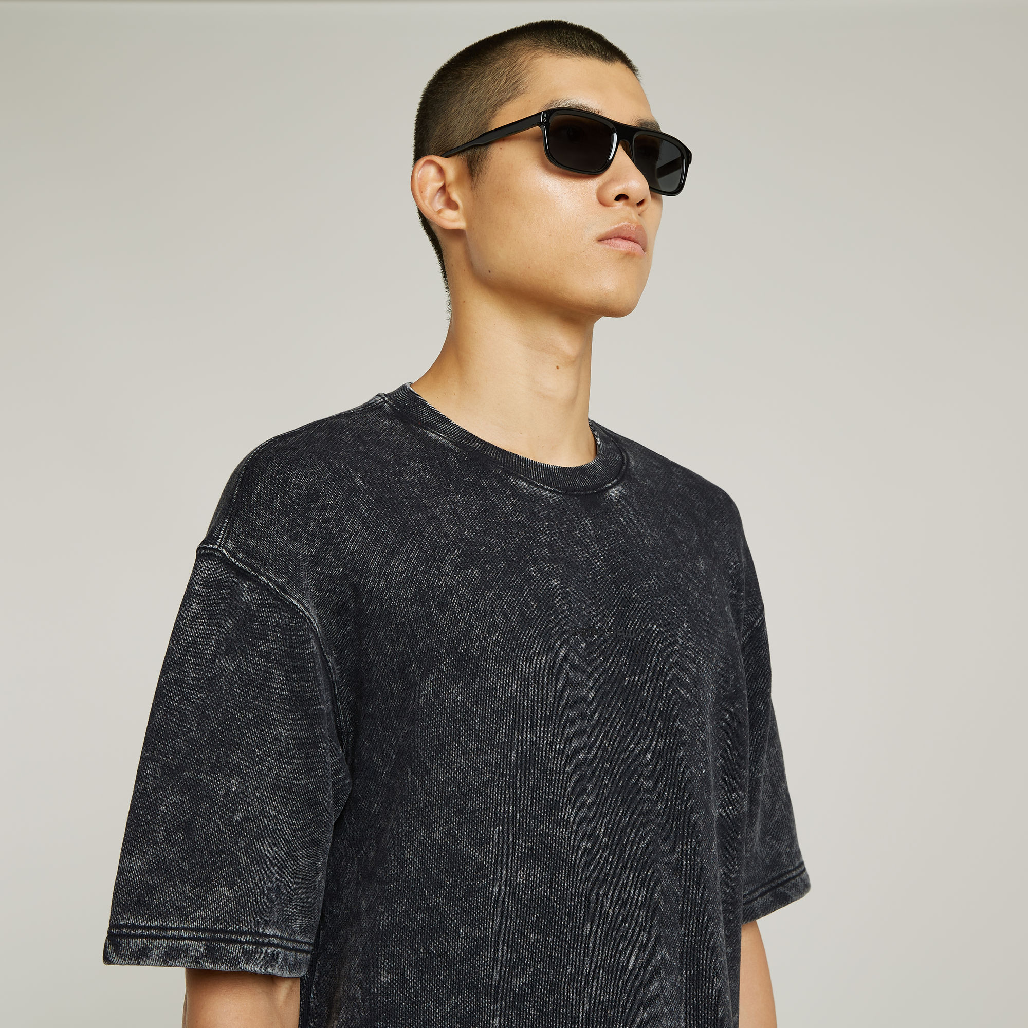 G-Star RAW Acid Wash Loose Sweater Zwart Heren