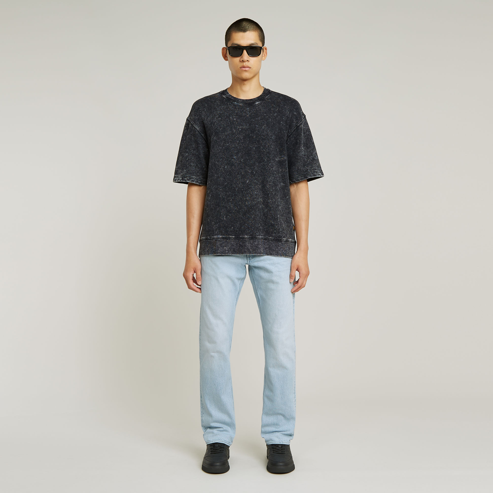 G-Star RAW Acid Wash Loose Sweater Zwart Heren
