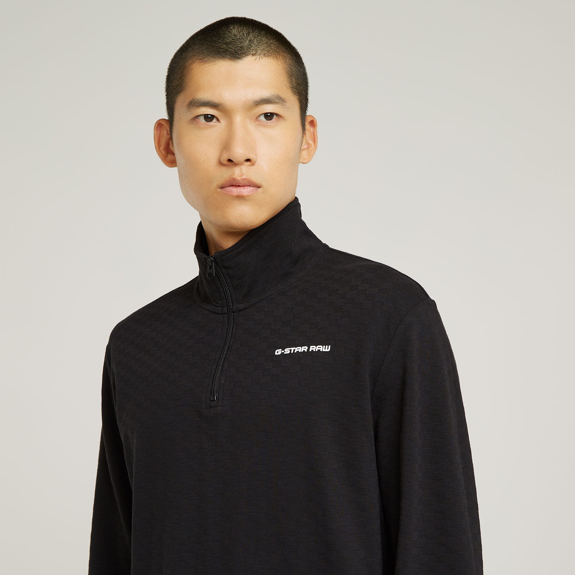 G-Star RAW Checquard Tweeter Half Zip Zwart Heren