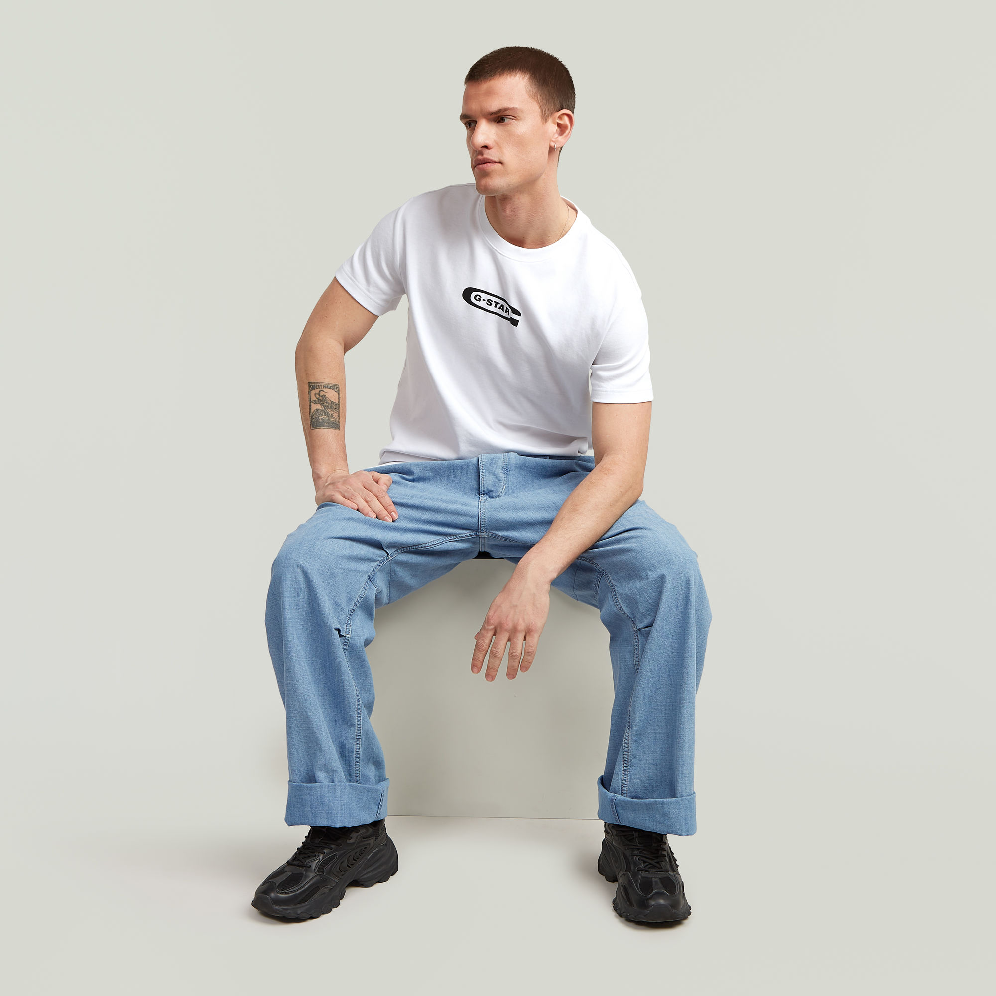G-Star RAW Pleated 3D Denim Jeans Lichtblauw Heren
