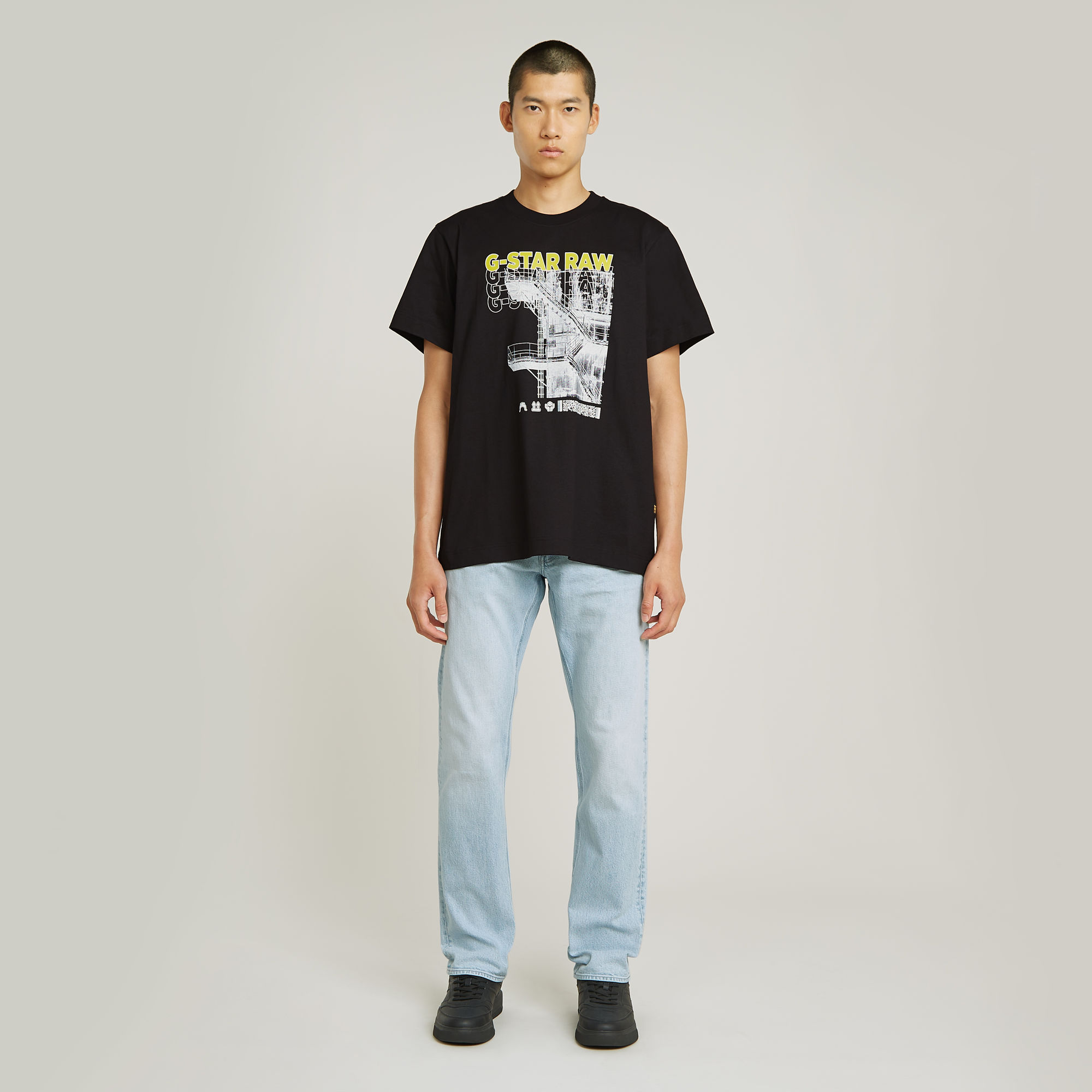 G-Star RAW Stairs Graphic Loose T-shirt Zwart Heren