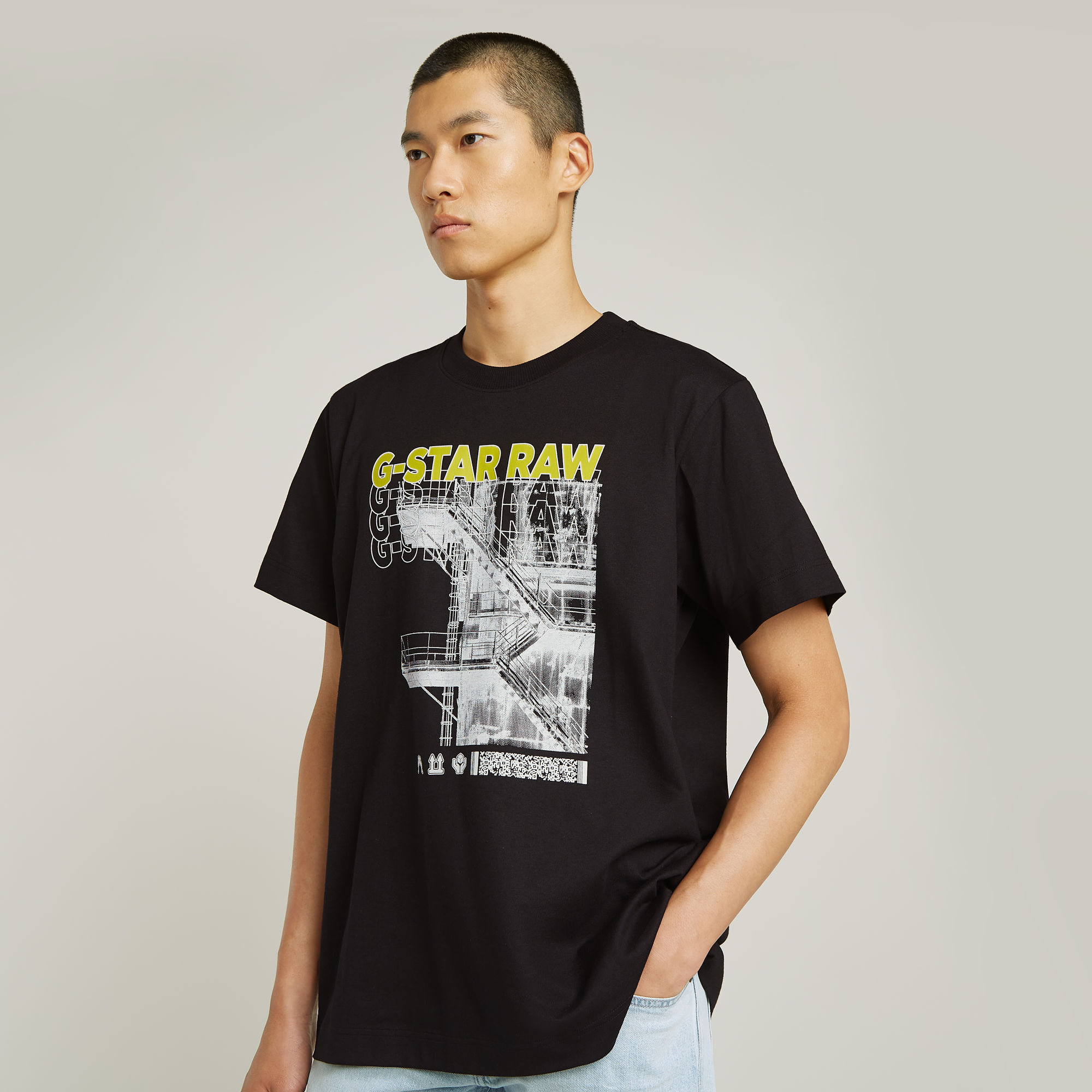 G-Star RAW Stairs Graphic Loose T-shirt Zwart Heren