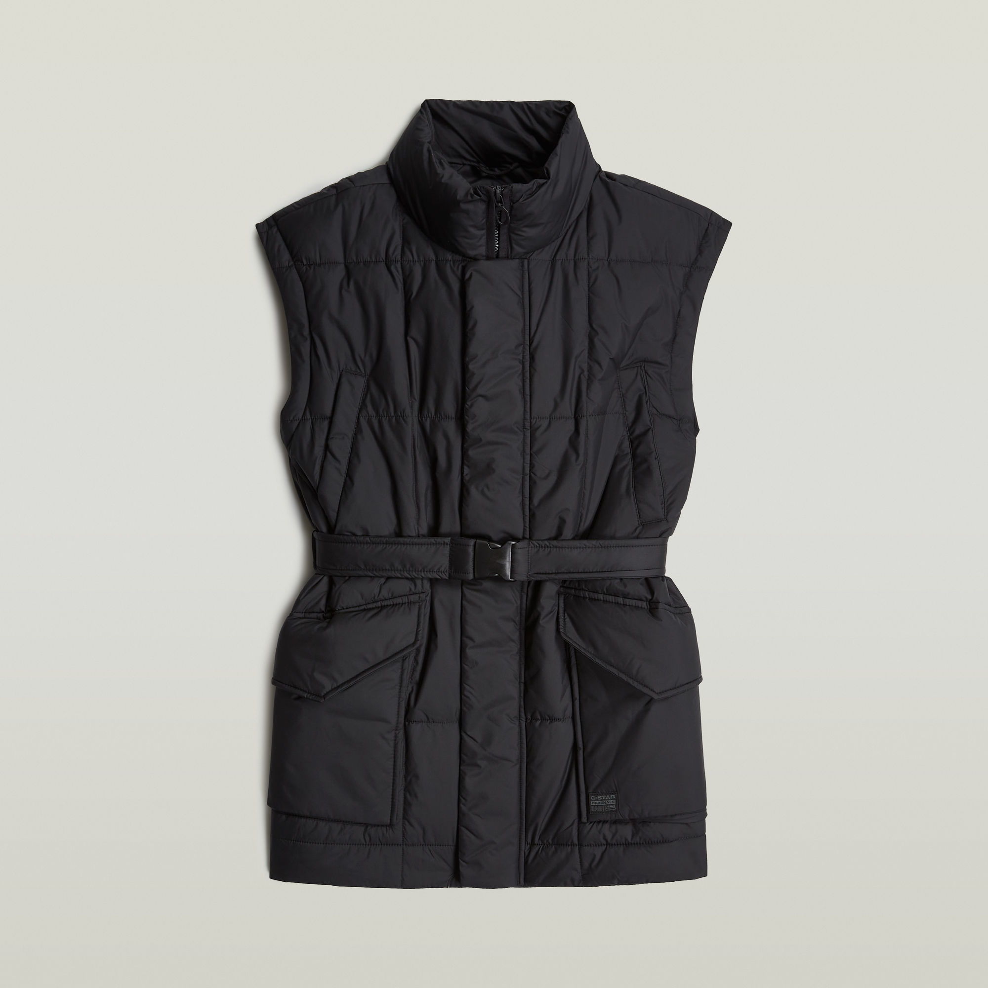 

Belted Padded Vest - Black - Women