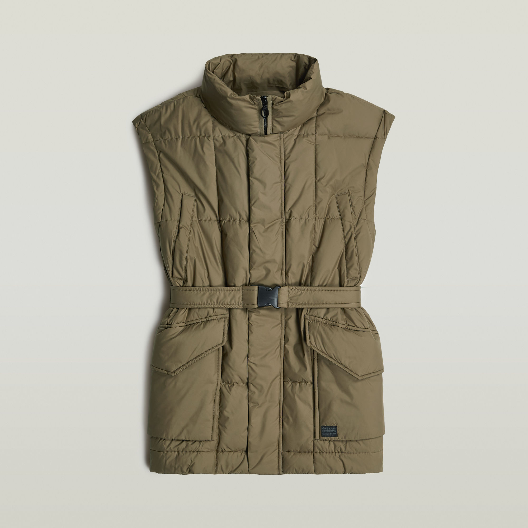 

Belted Padded Vest - Green - Women