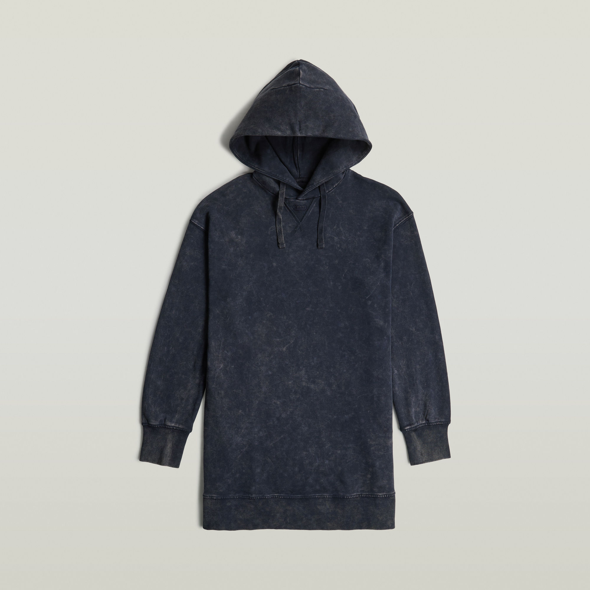 

Loose Overdyed Hooded Sweater Dress - Dark blue - Women