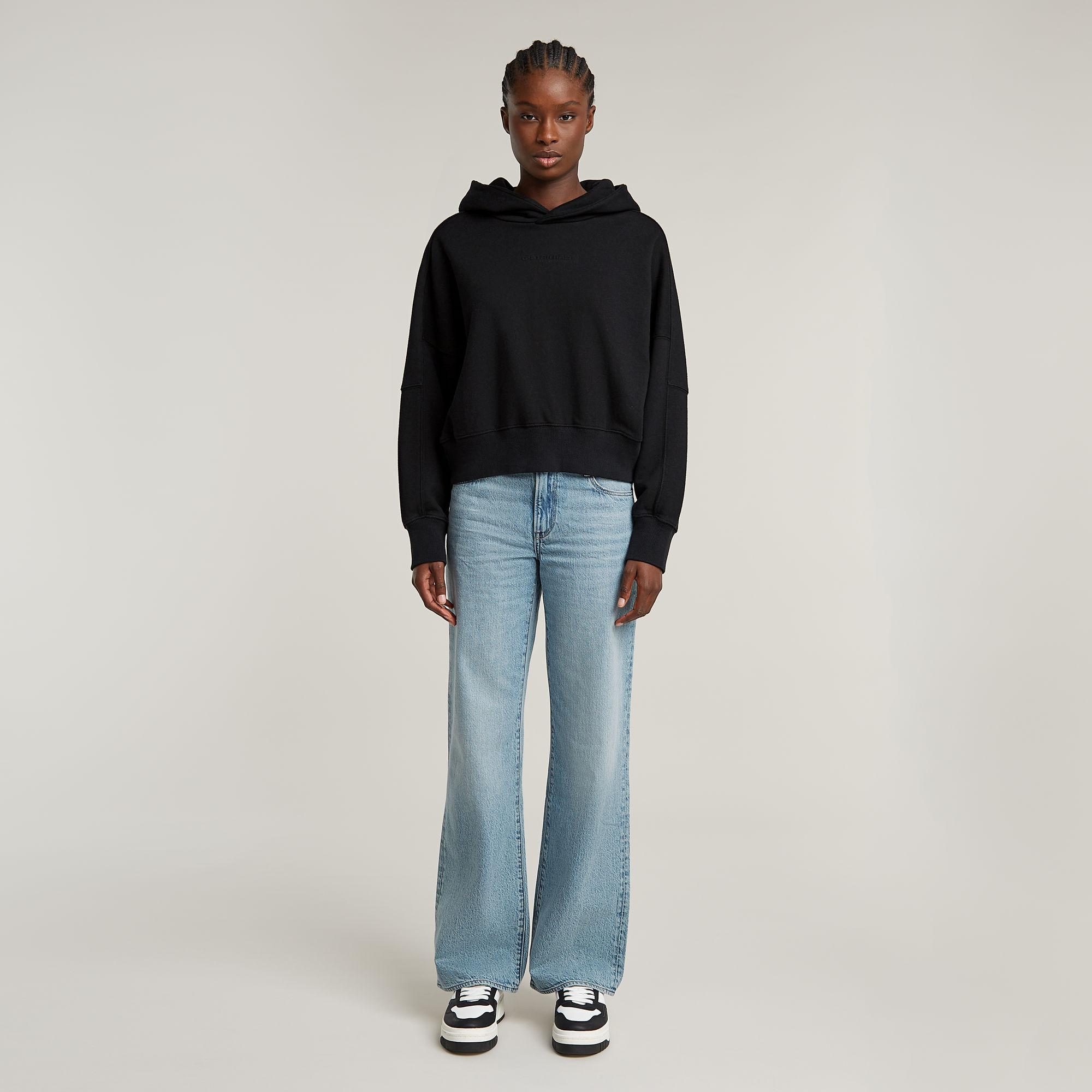 G-Star RAW Embossed Oversized Hoodie Zwart Dames