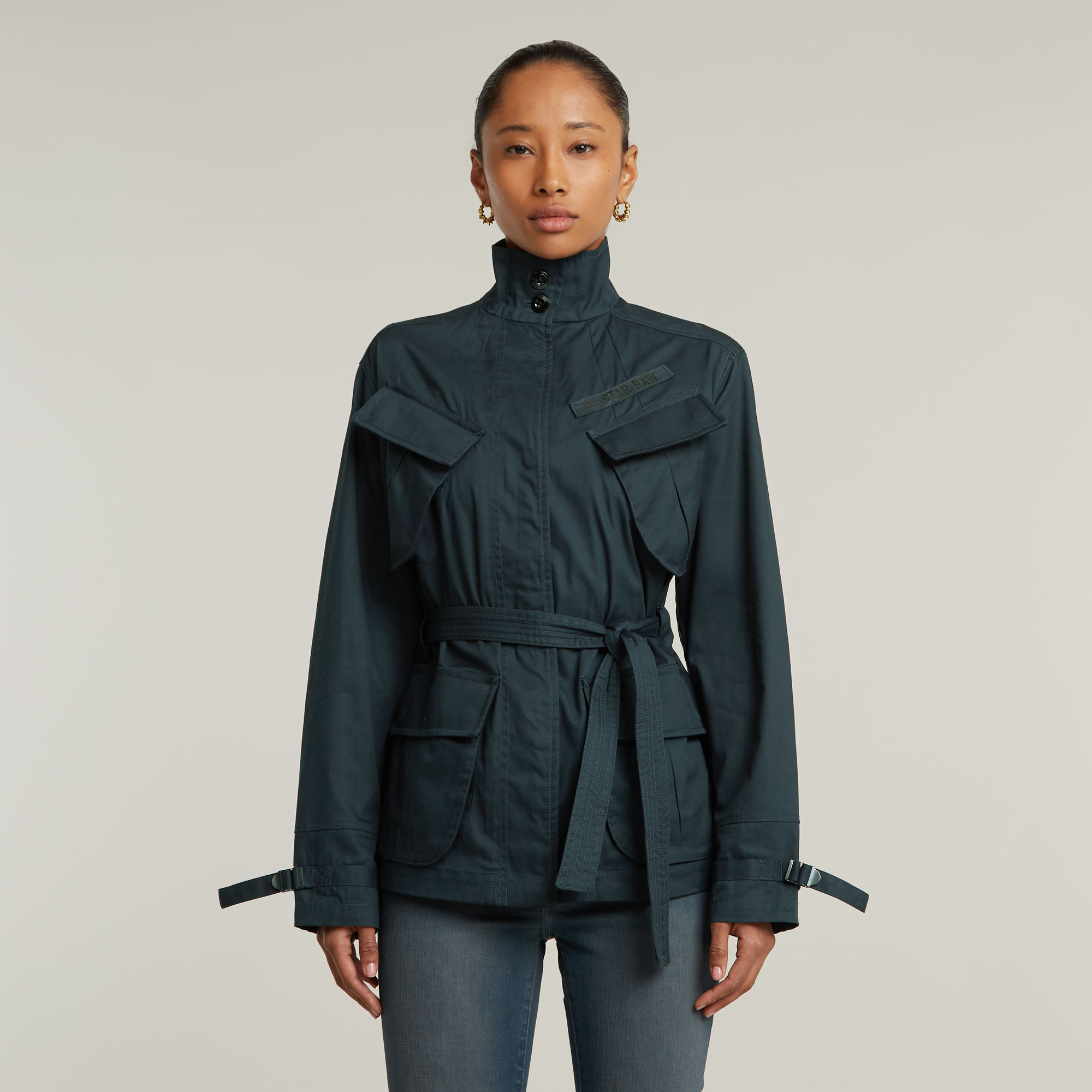 

Chisel Belted Field Jacket - Dark blue - Women