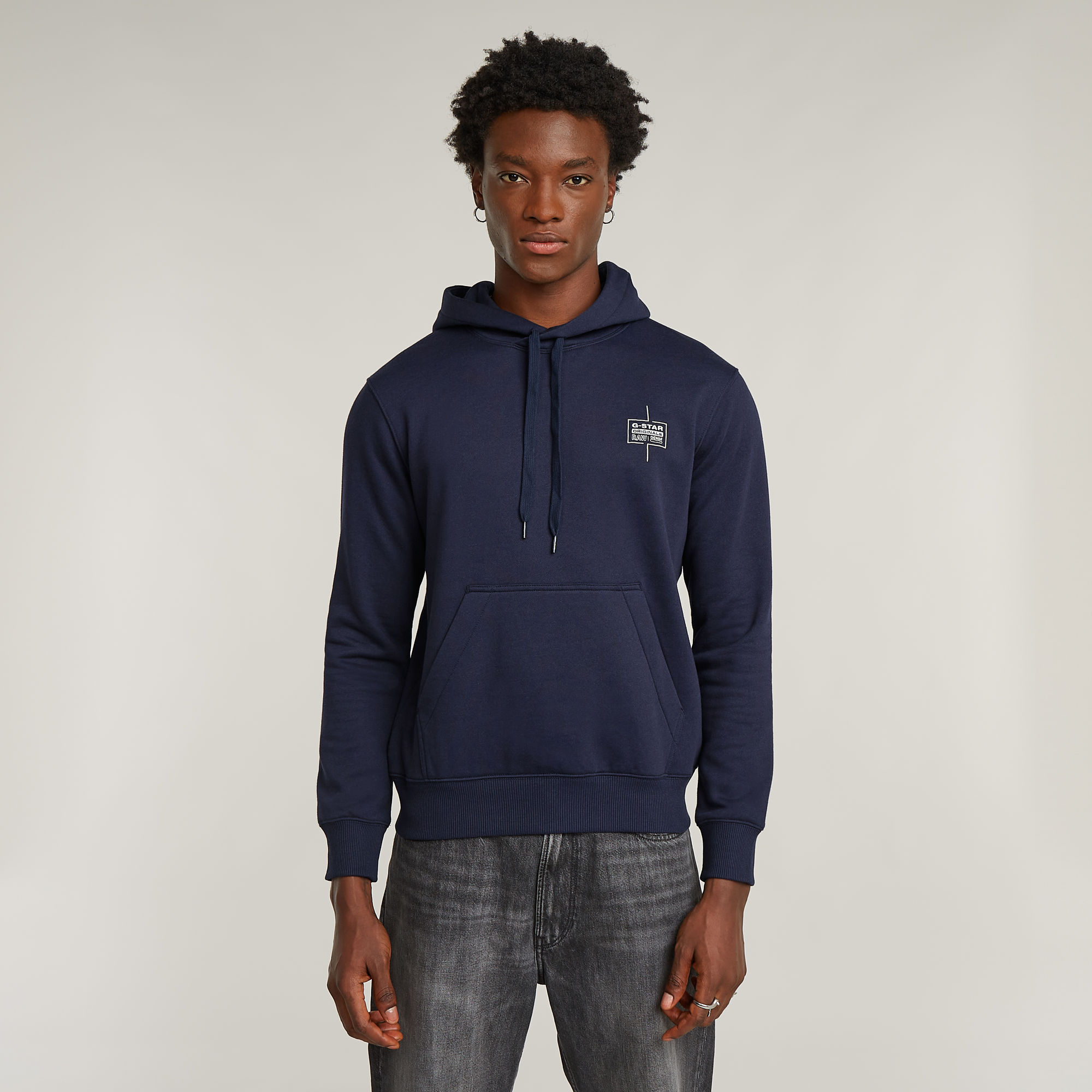 G-Star RAW Logo Hoodie Donkerblauw Heren