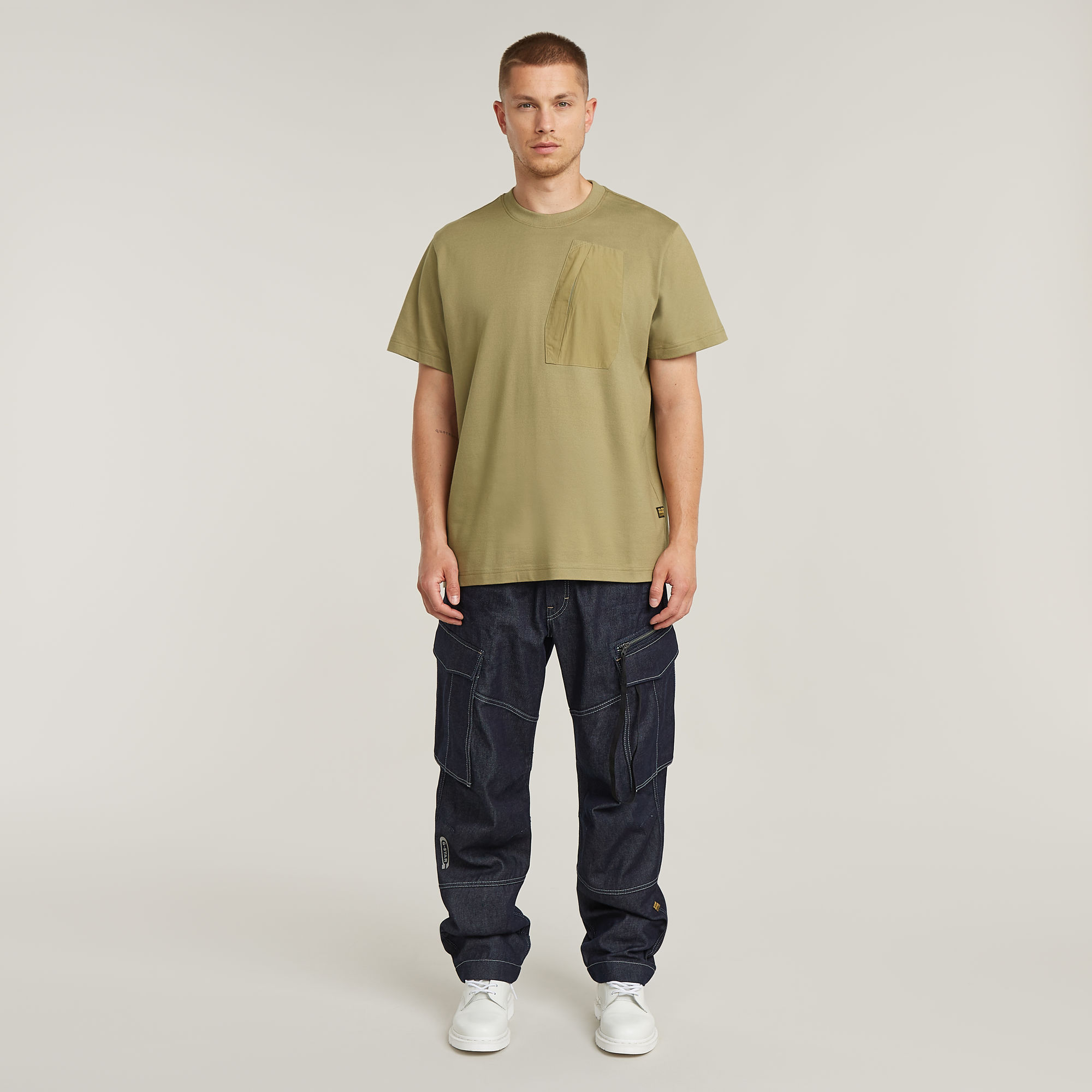G-Star RAW Outdoor Woven Pocket Loose T-Shirt Groen Heren