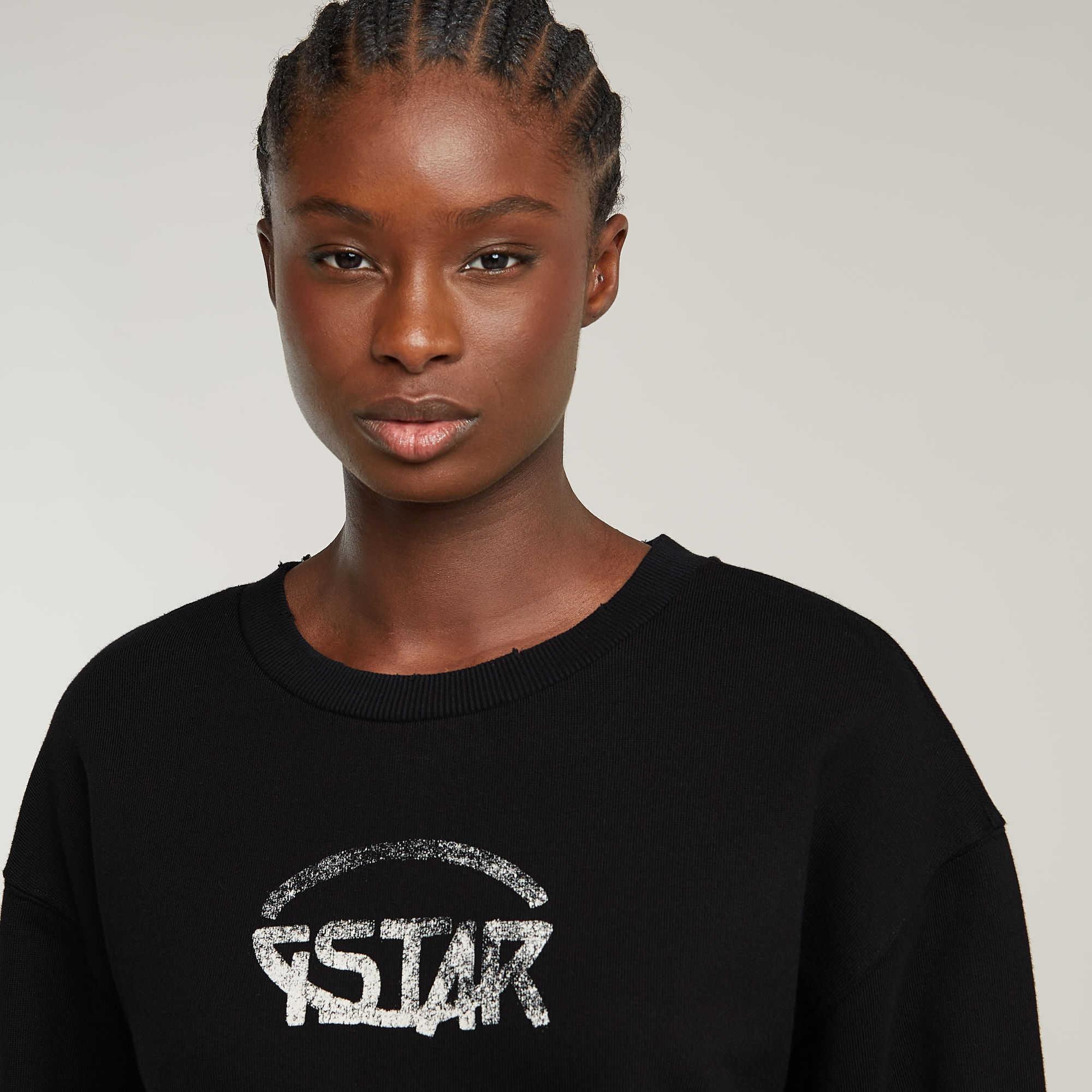 G-Star RAW Logo Loose Sweater Zwart Dames