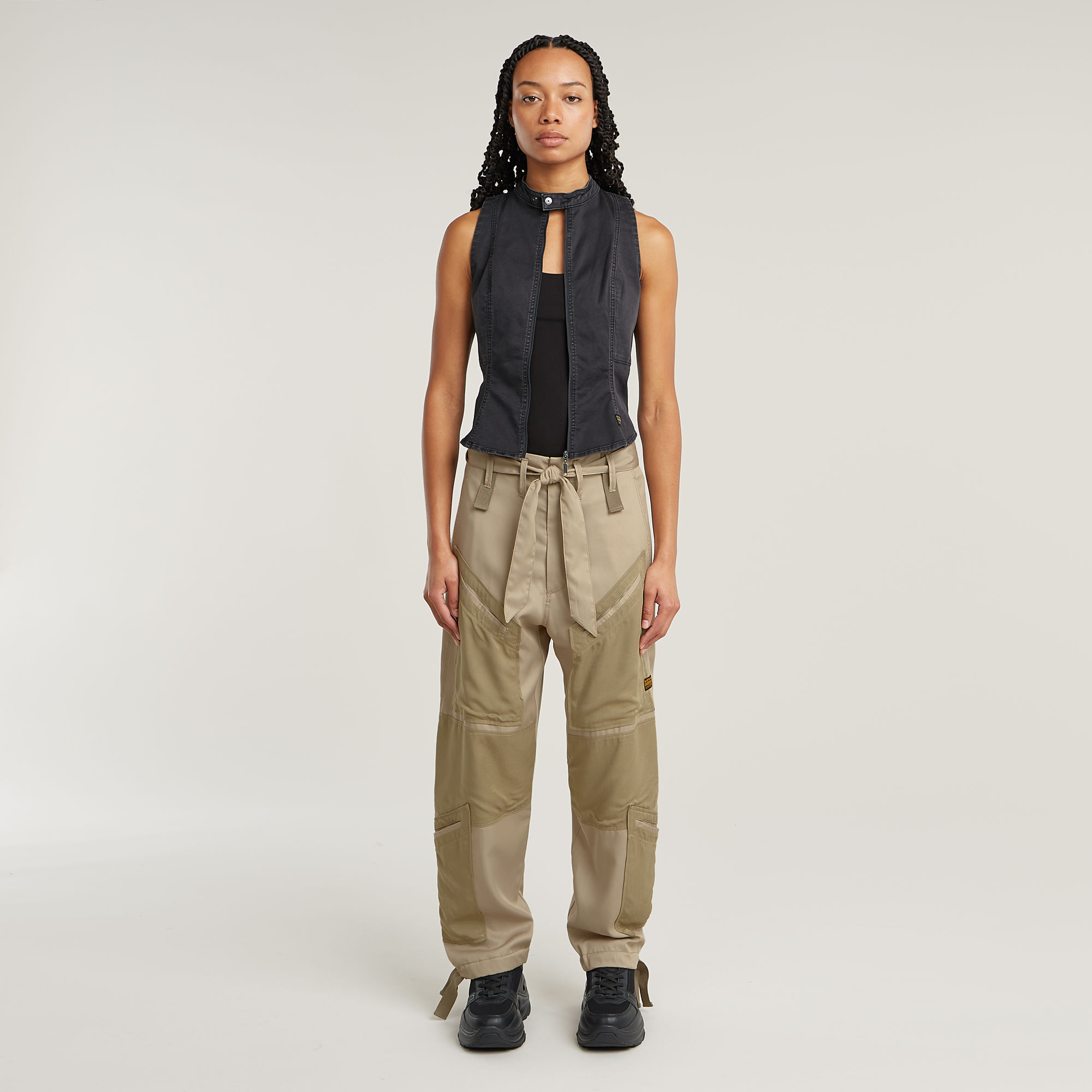 Thumbnail - Tone On Tone Cargohose - Beige - Damen