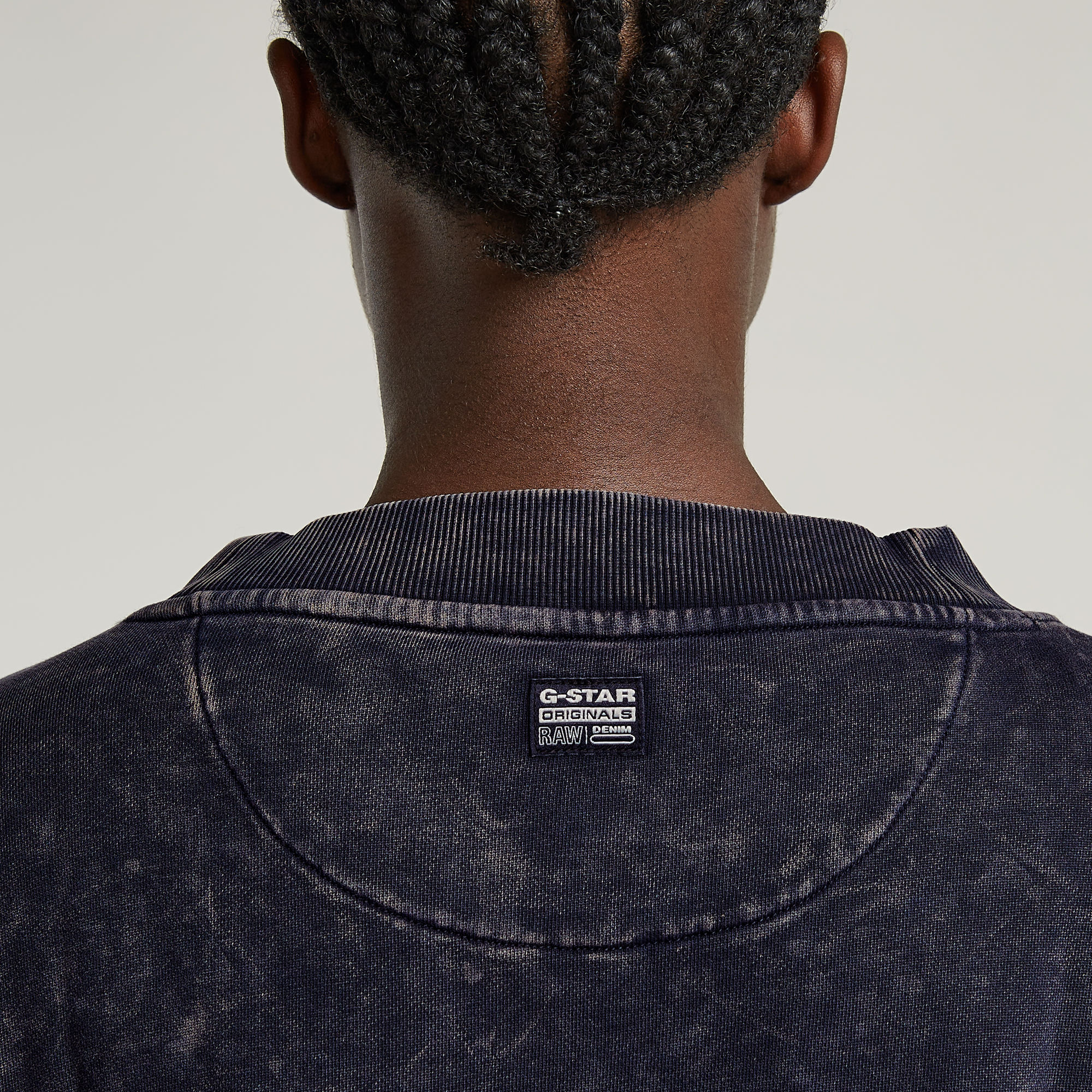 G-Star RAW Overdyed Cropped Logo Loose Sweater Donkerblauw Dames