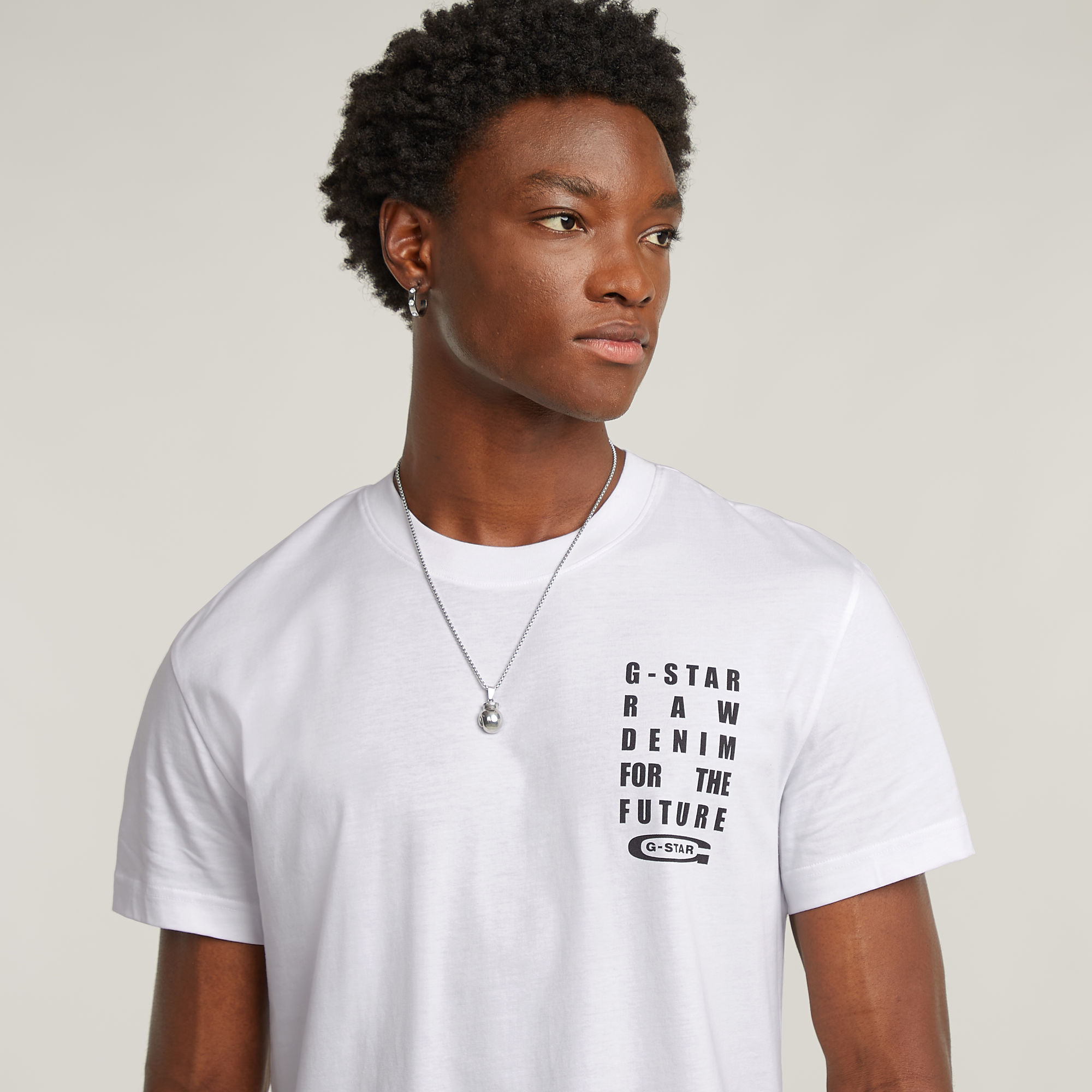 G-Star RAW Text Chest T-Shirt Wit Heren
