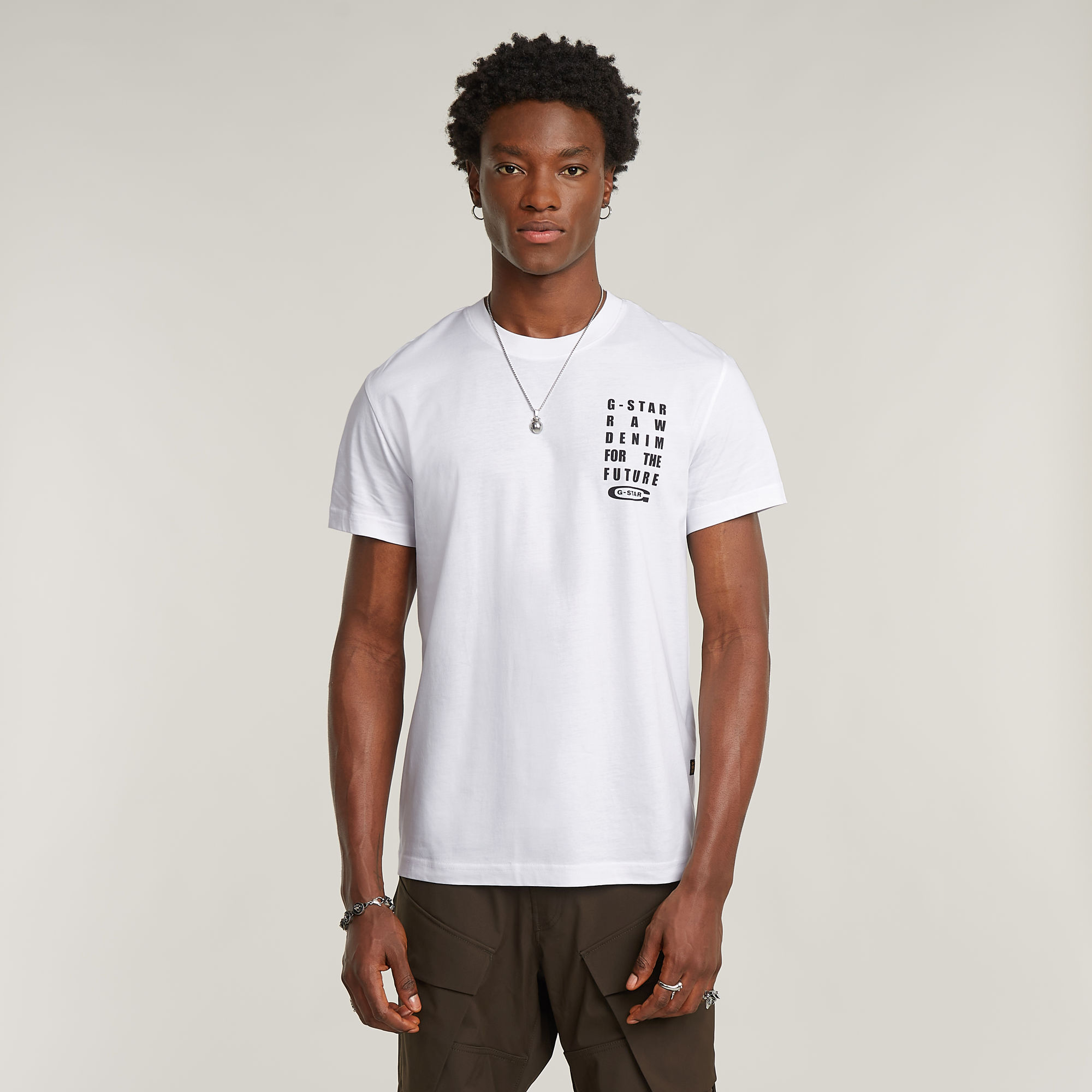 G-Star RAW Text Chest T-Shirt - Wit - Heren