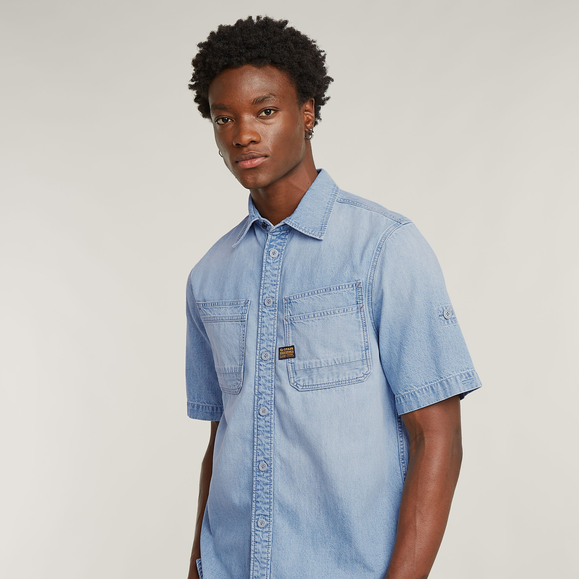 G-Star RAW Slanted Double Pocket Overhemd Lichtblauw Heren