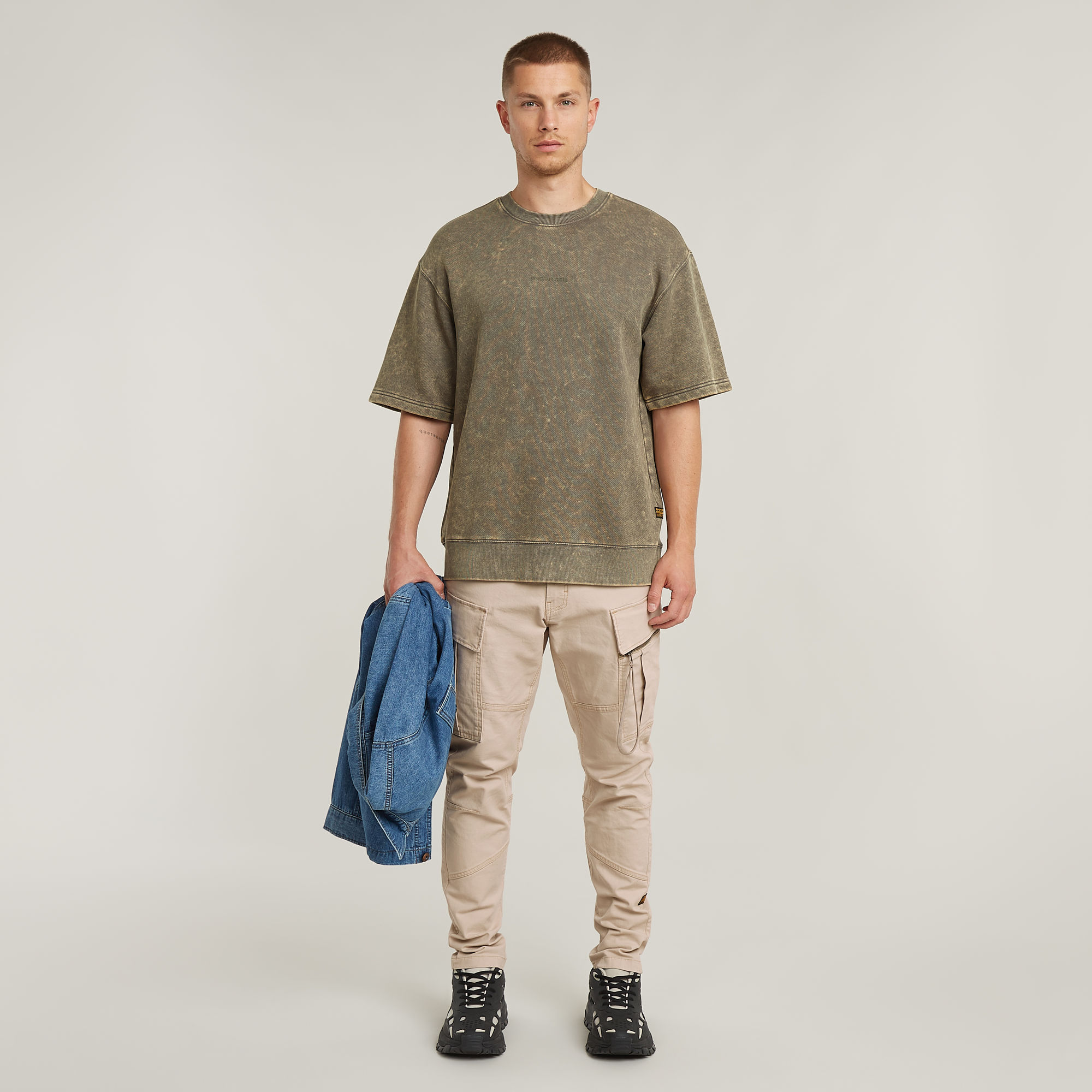 G-Star RAW Acid Wash Loose Sweater Bruin Heren