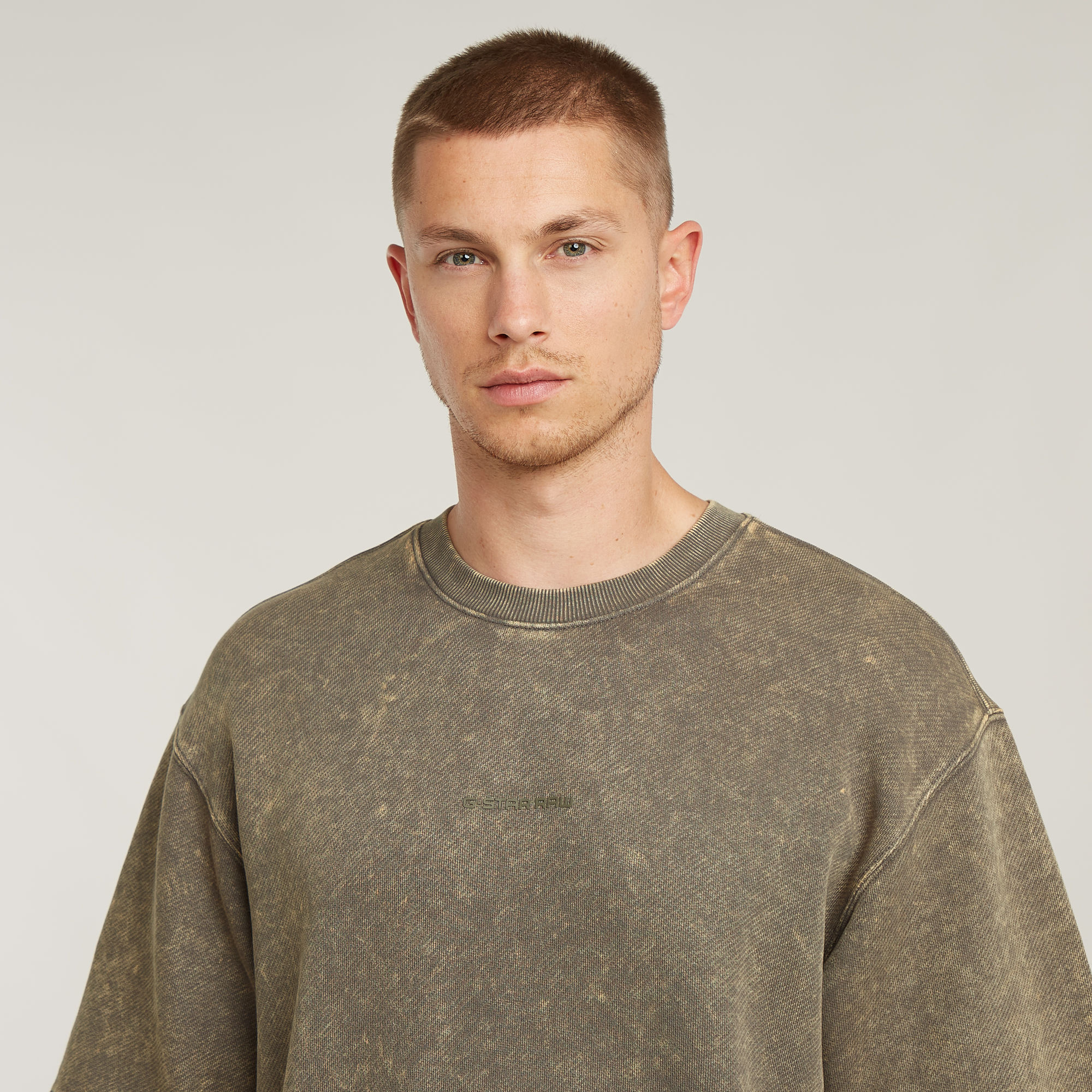 G-Star RAW Acid Wash Loose Sweater Bruin Heren