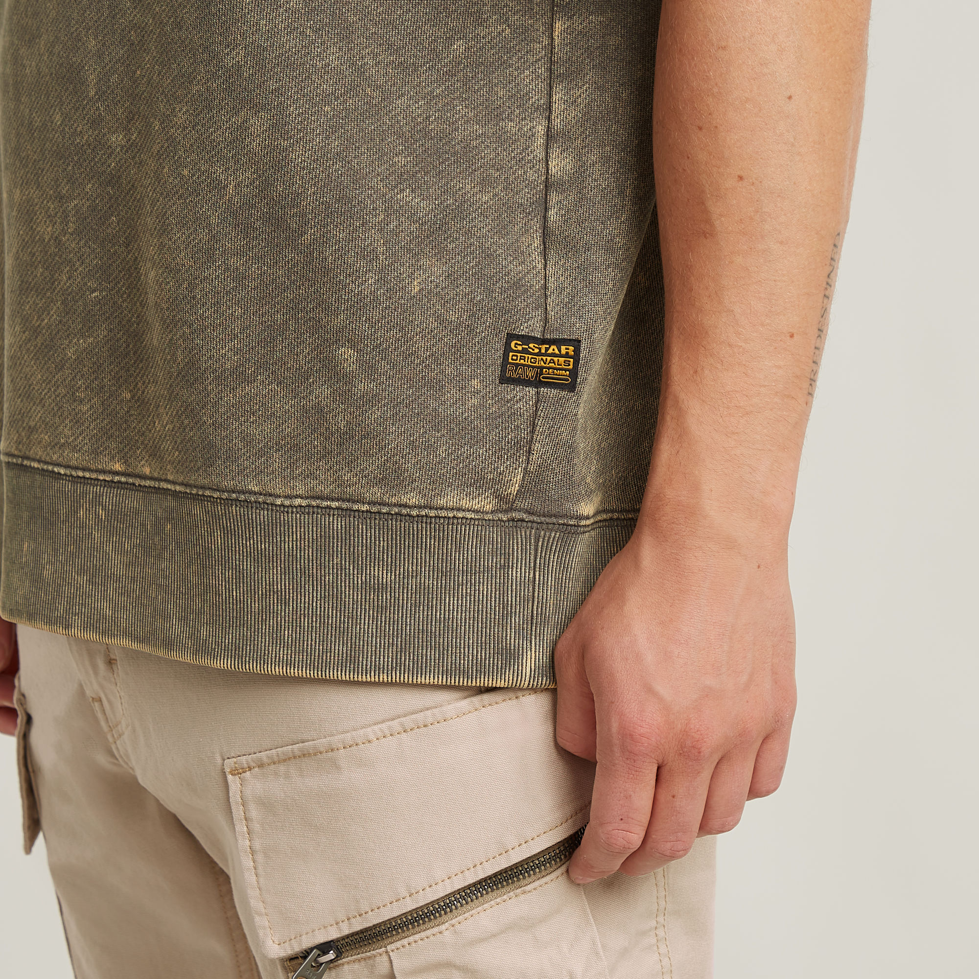 G-Star RAW Acid Wash Loose Sweater Bruin Heren