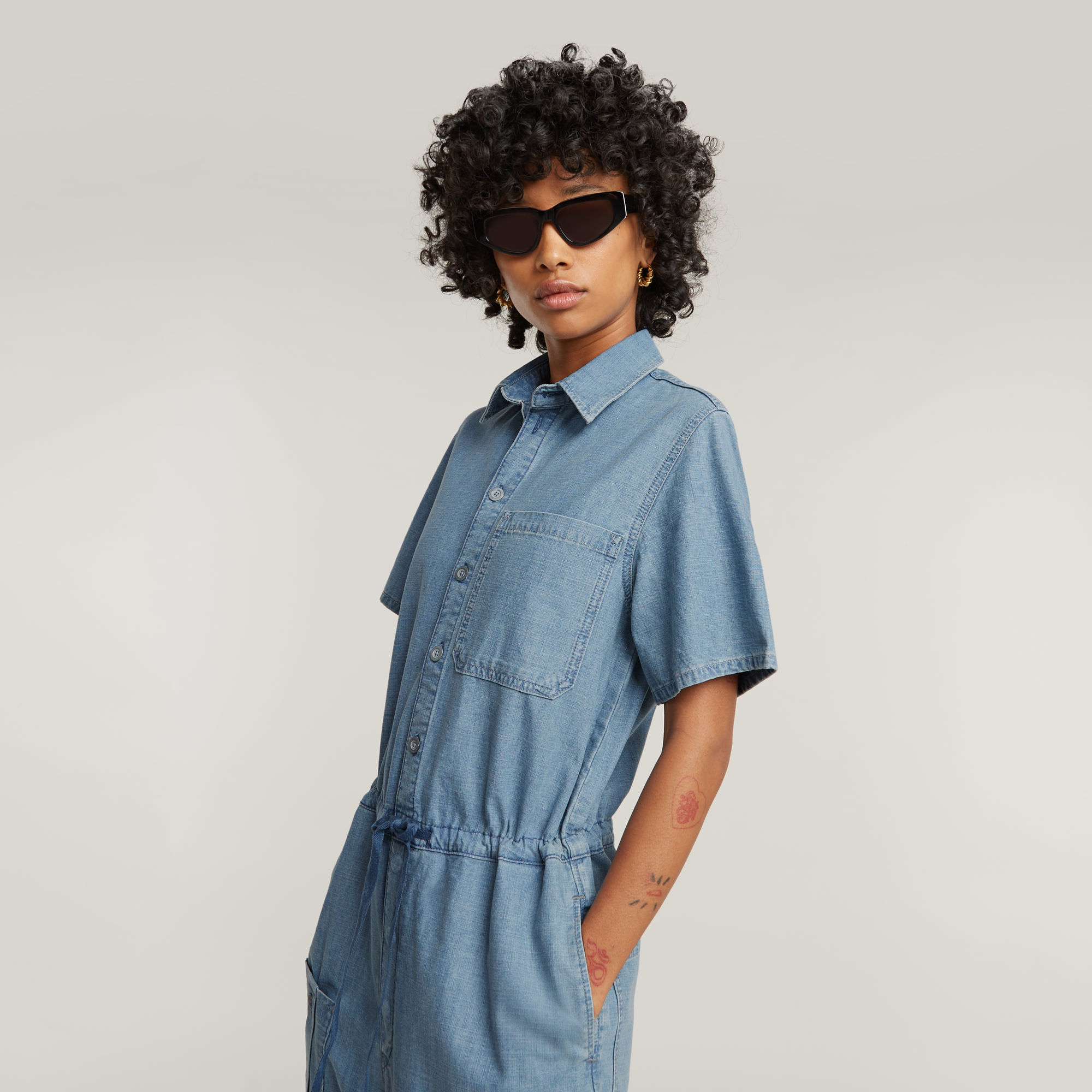 G-Star RAW Easy Jumpsuit Lichtblauw Dames