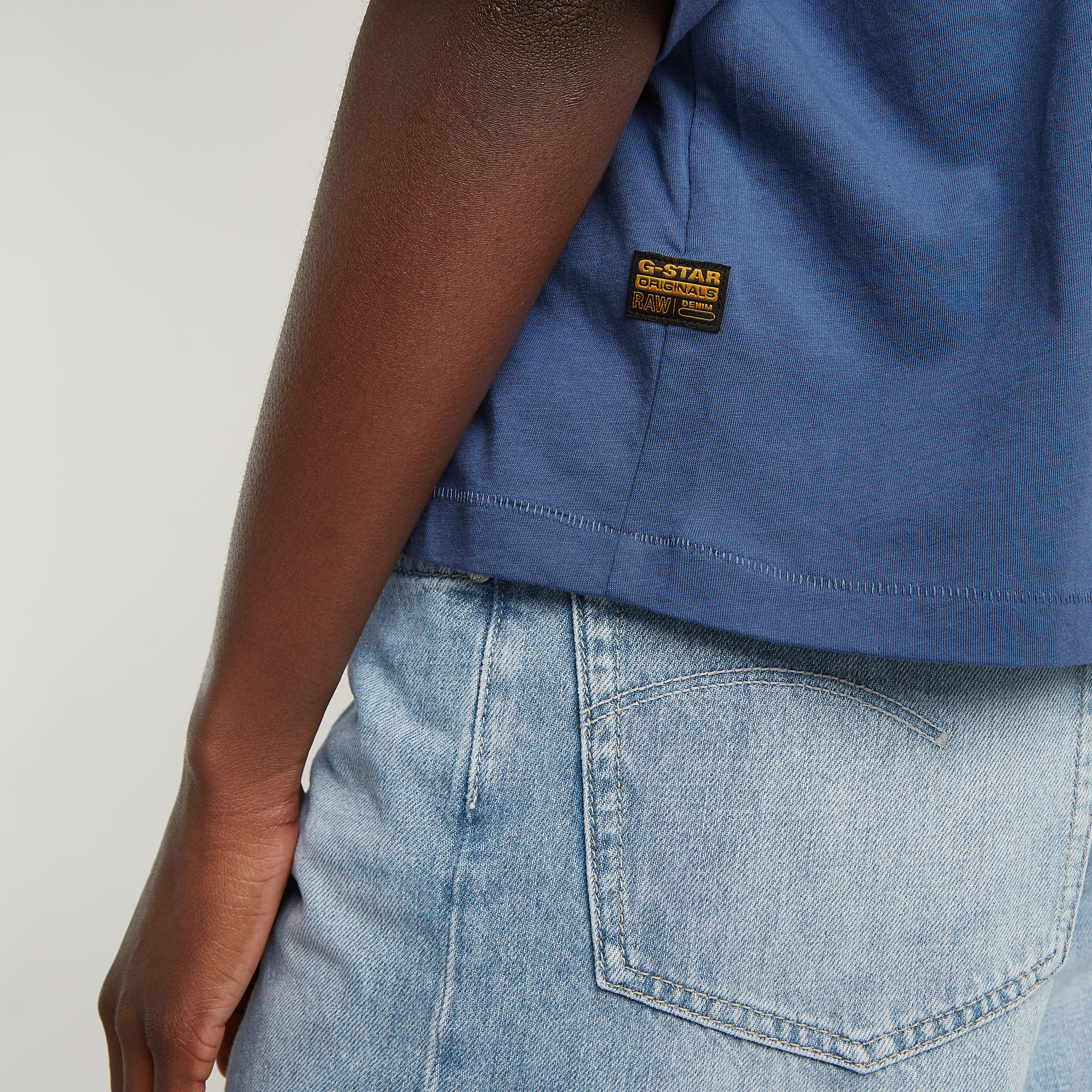 G-Star RAW Horizontal Seam Loose Top Midden blauw Dames