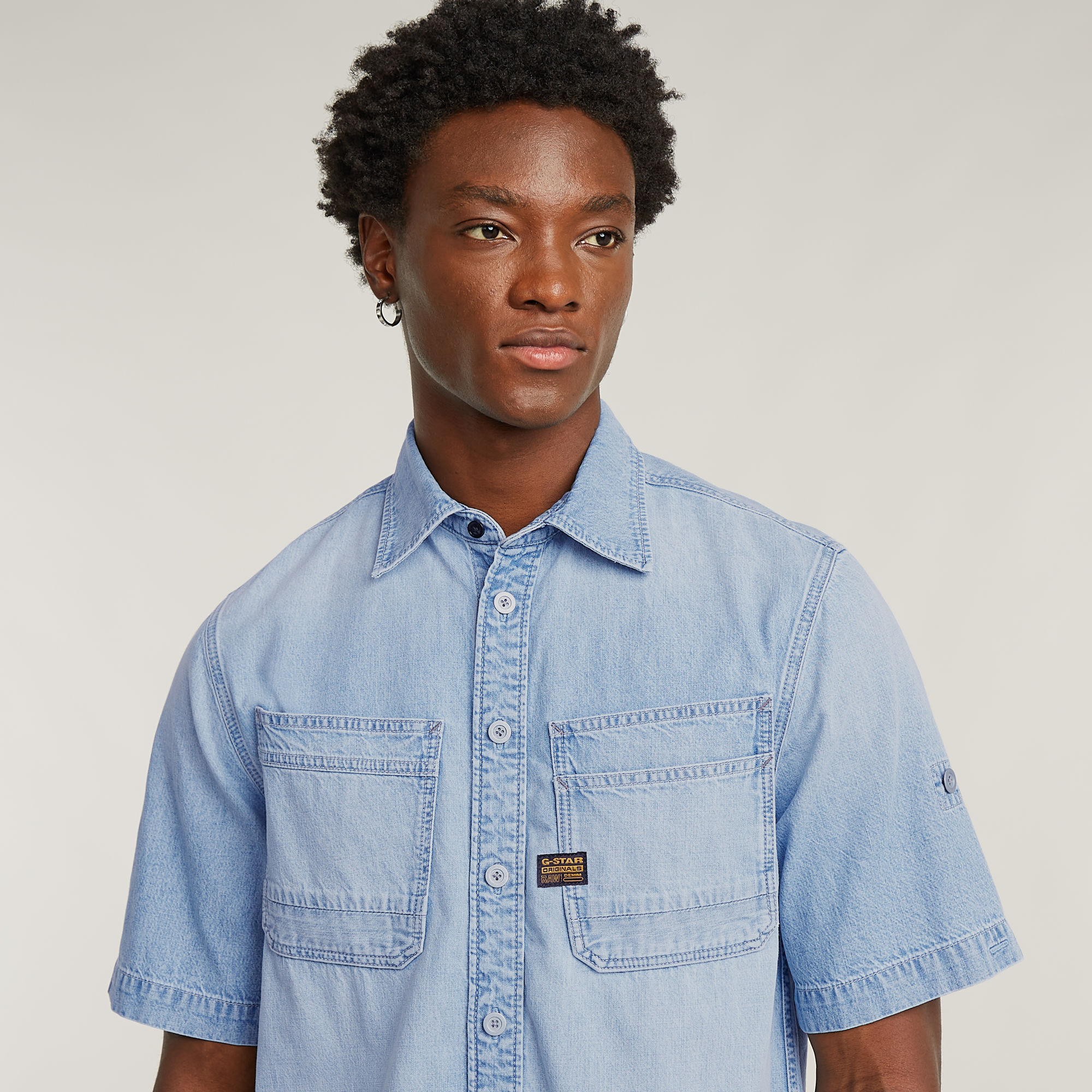 G-Star RAW Slanted Double Pocket Overhemd Lichtblauw Heren