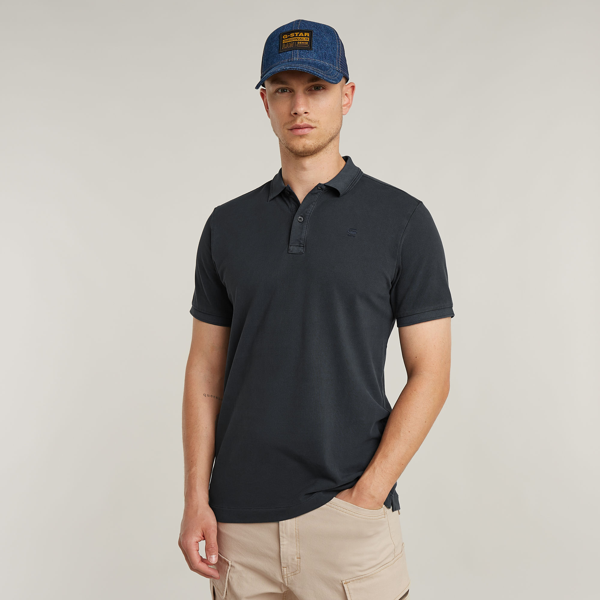 G-Star RAW Dunda Overdyed Slim Polo Donkerblauw Heren