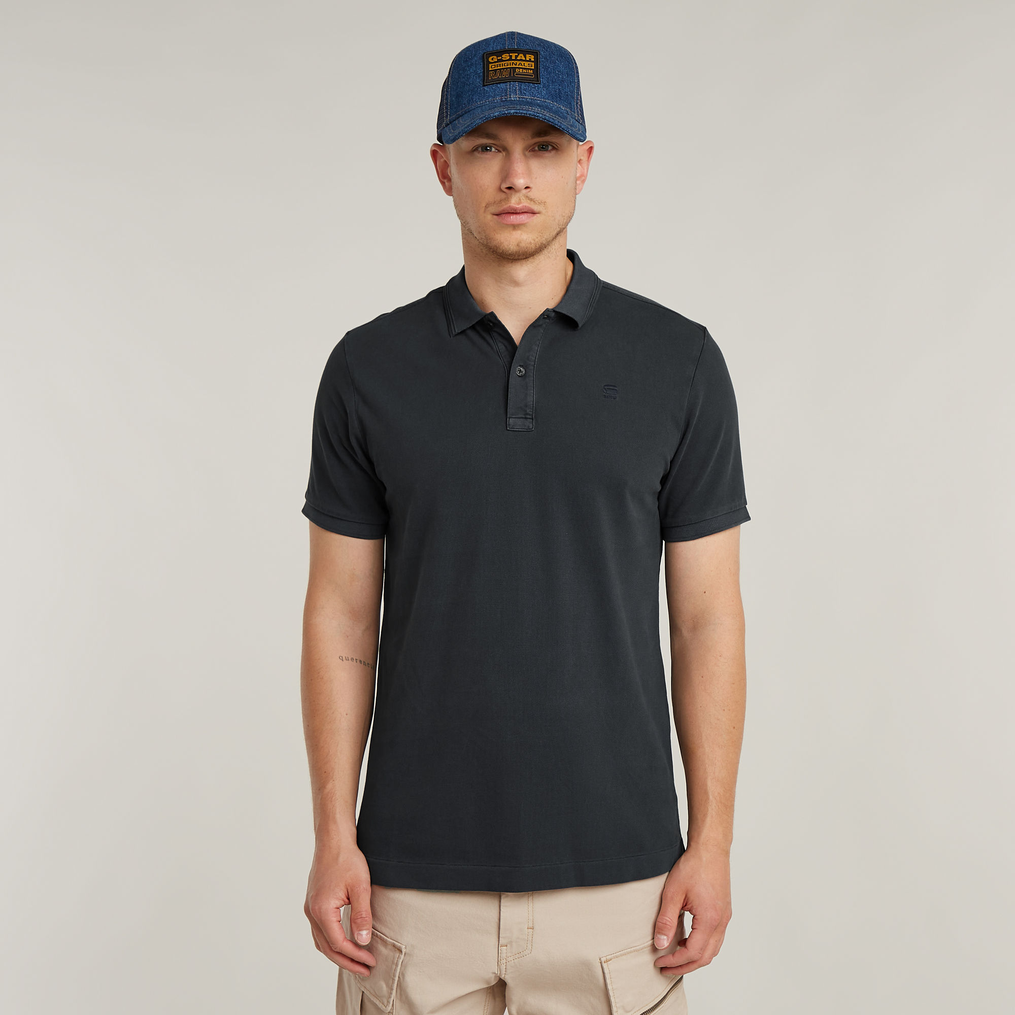 Dunda Overdyed Slim Poloshirt - Dunkelblau - Herren