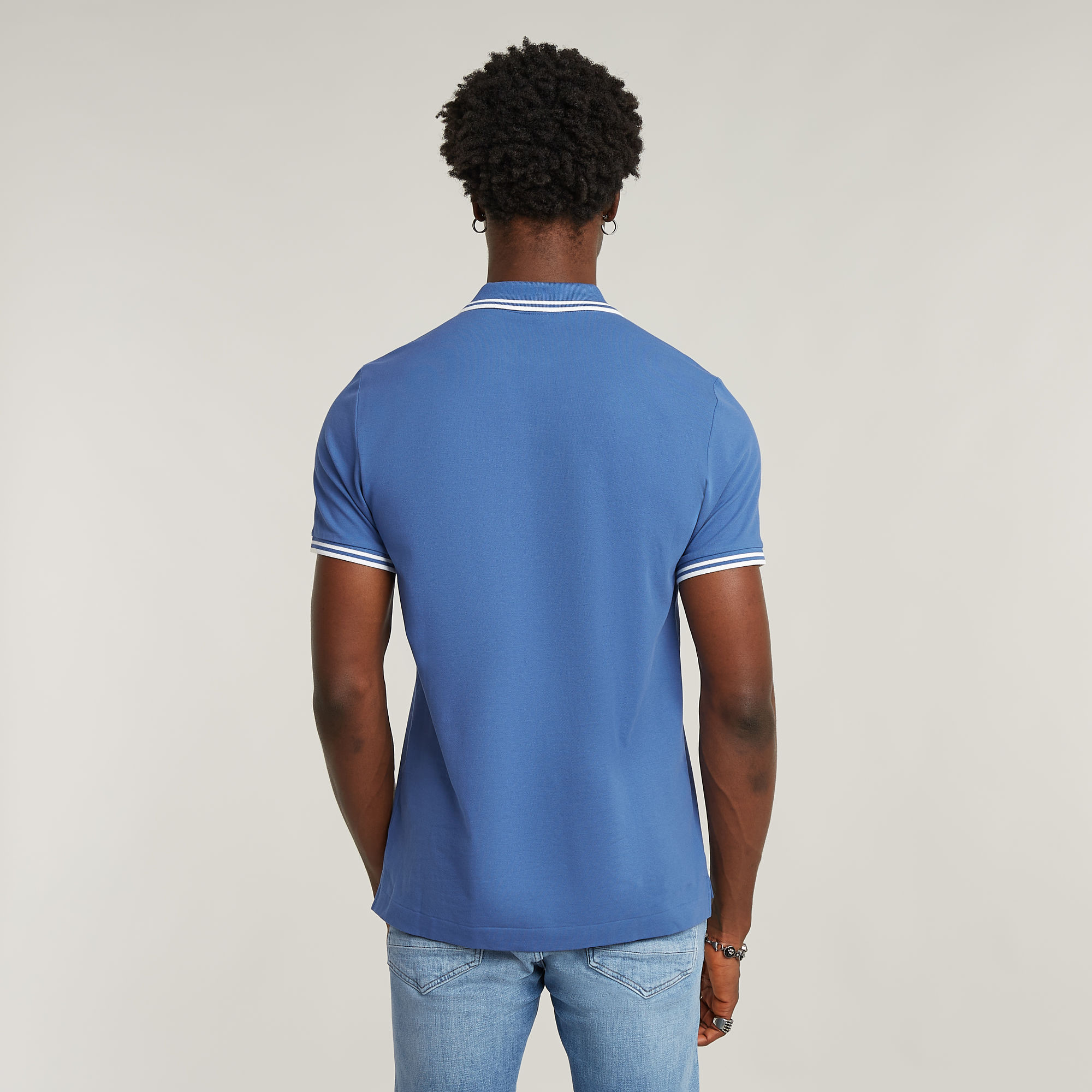 G-Star RAW Dunda Slim Stripe Polo Midden blauw Heren
